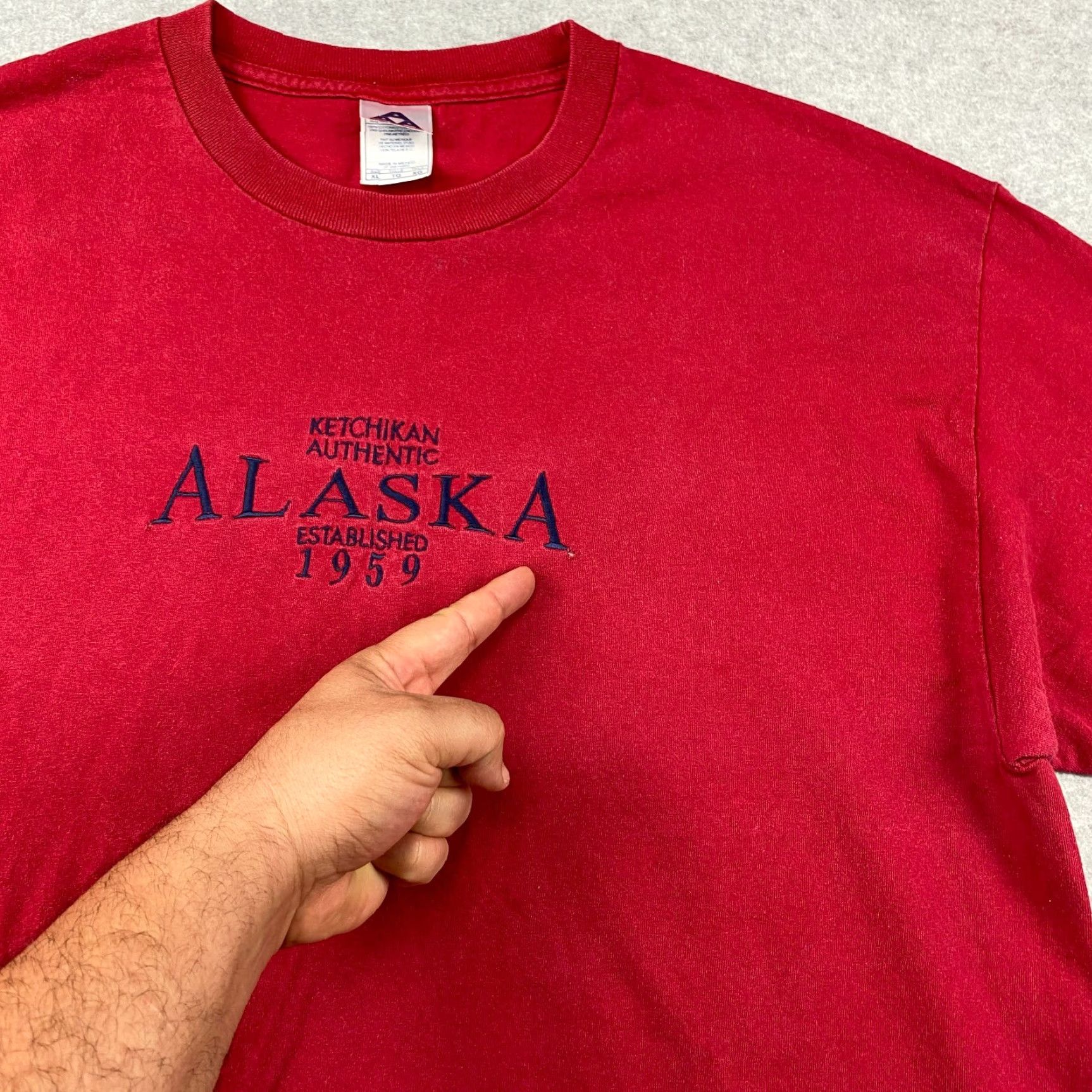 AAA VINTAGE AAA Alaska Ketchikan Shirt Mens XL Red Embroidered Logo Short Sleeve T-Shirt Regular Fit Cotton Logo All Seasons Size US XL / EU 56 / 4 - 4 Thumbnail