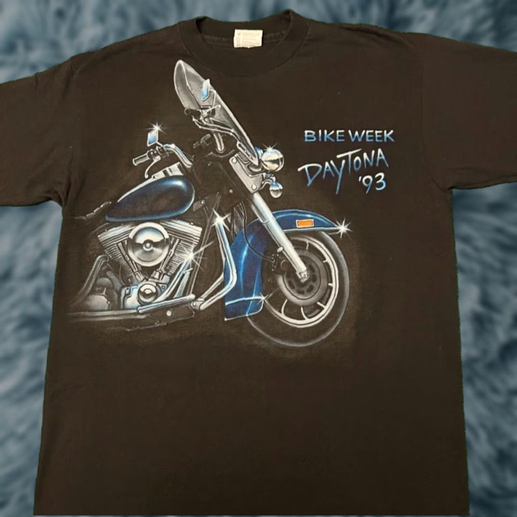 Vintage VINTAGE 90s Daytona Beach Bike Week Biker 1993 VTG Shirt Mens Large USA Black Short Sleeve T-Shirt Men Size US L / EU 52-54 / 3 - 1 Thumbnail