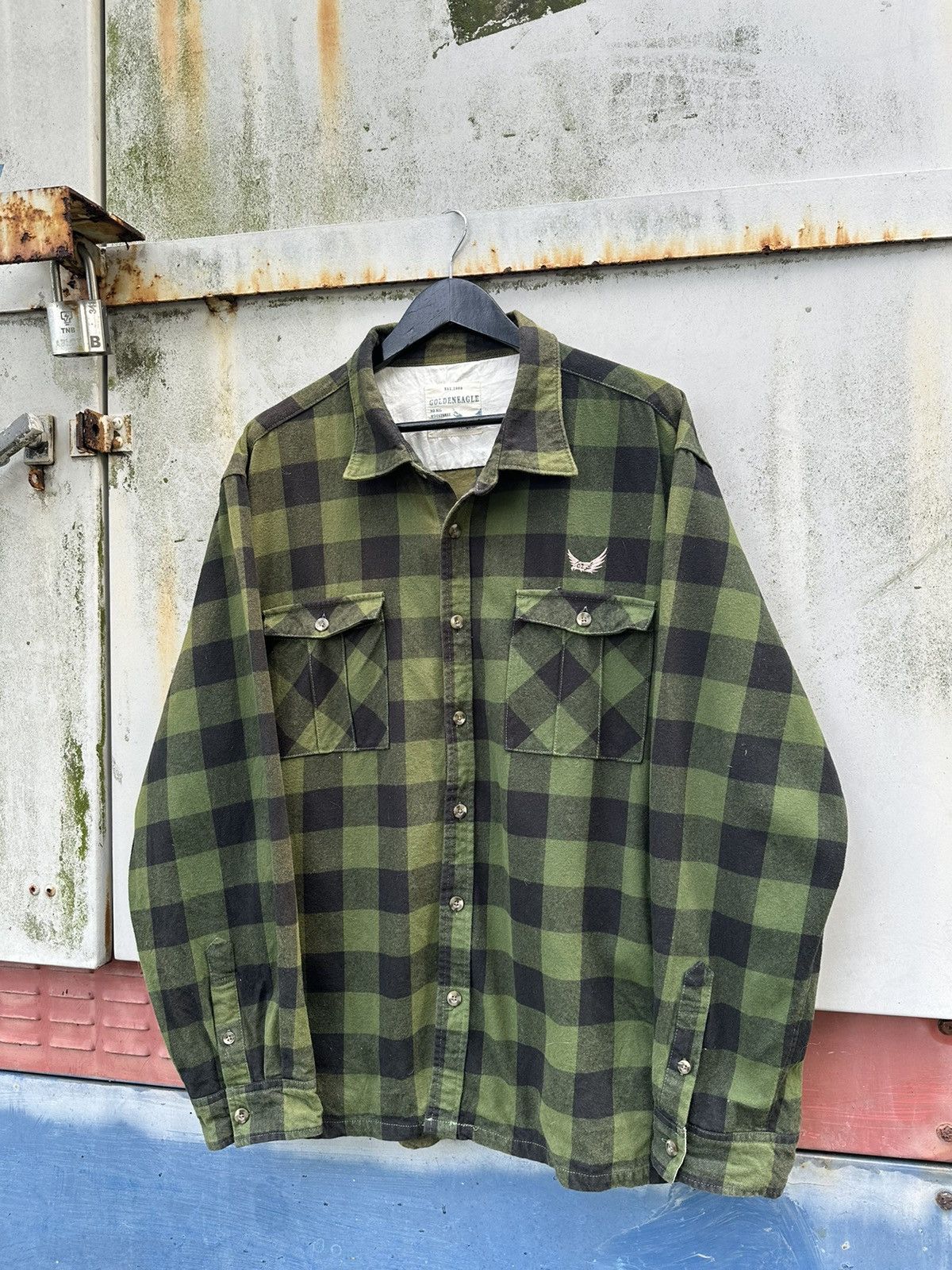 Vintage Faded Golden Eagle Oversized Long Sleeves Flannels