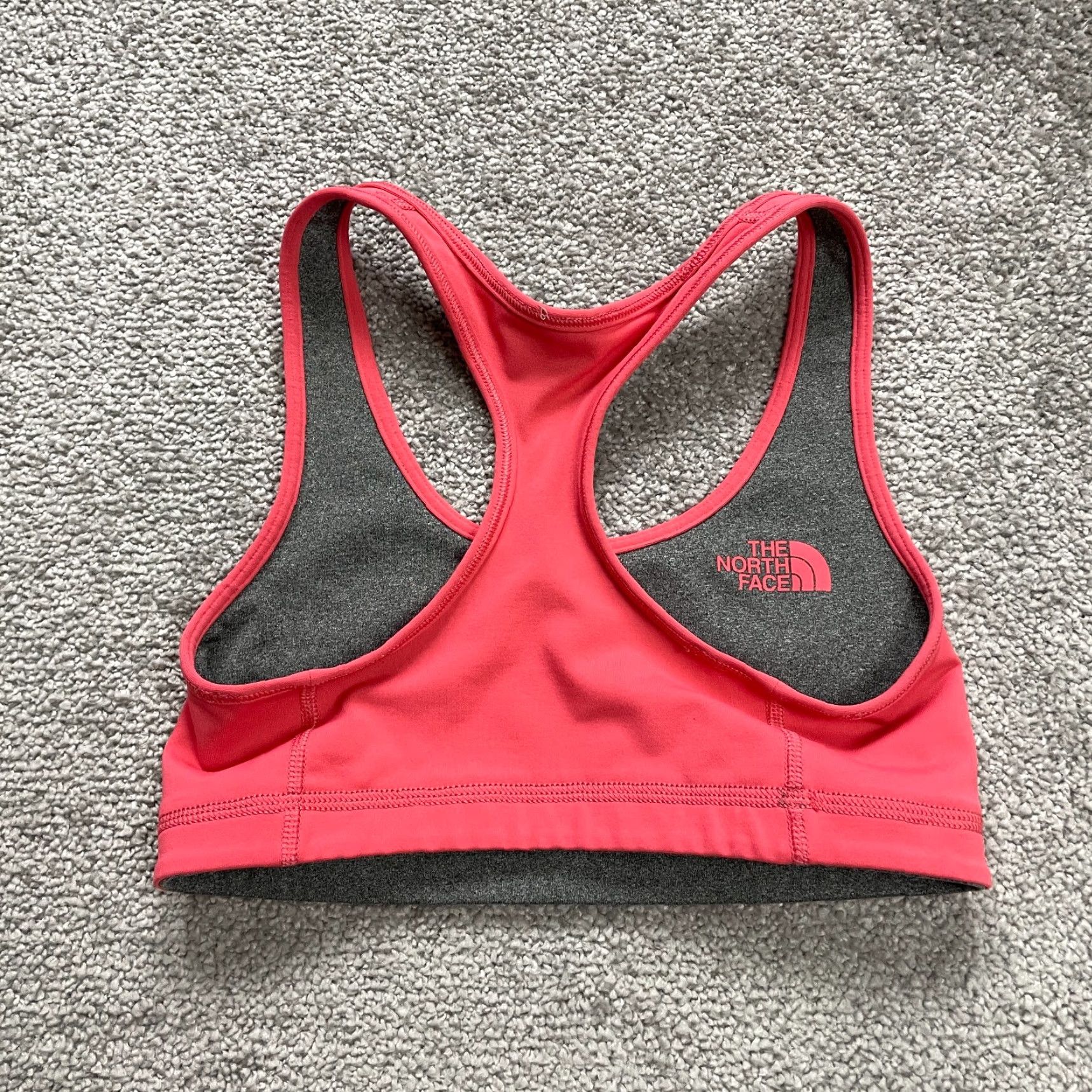 The North Face VINTAGE The North Face Reversible Sports Bra Womens XS Gray Peach Racerback Active Gym Size ONE SIZE - 2 Thumbnail