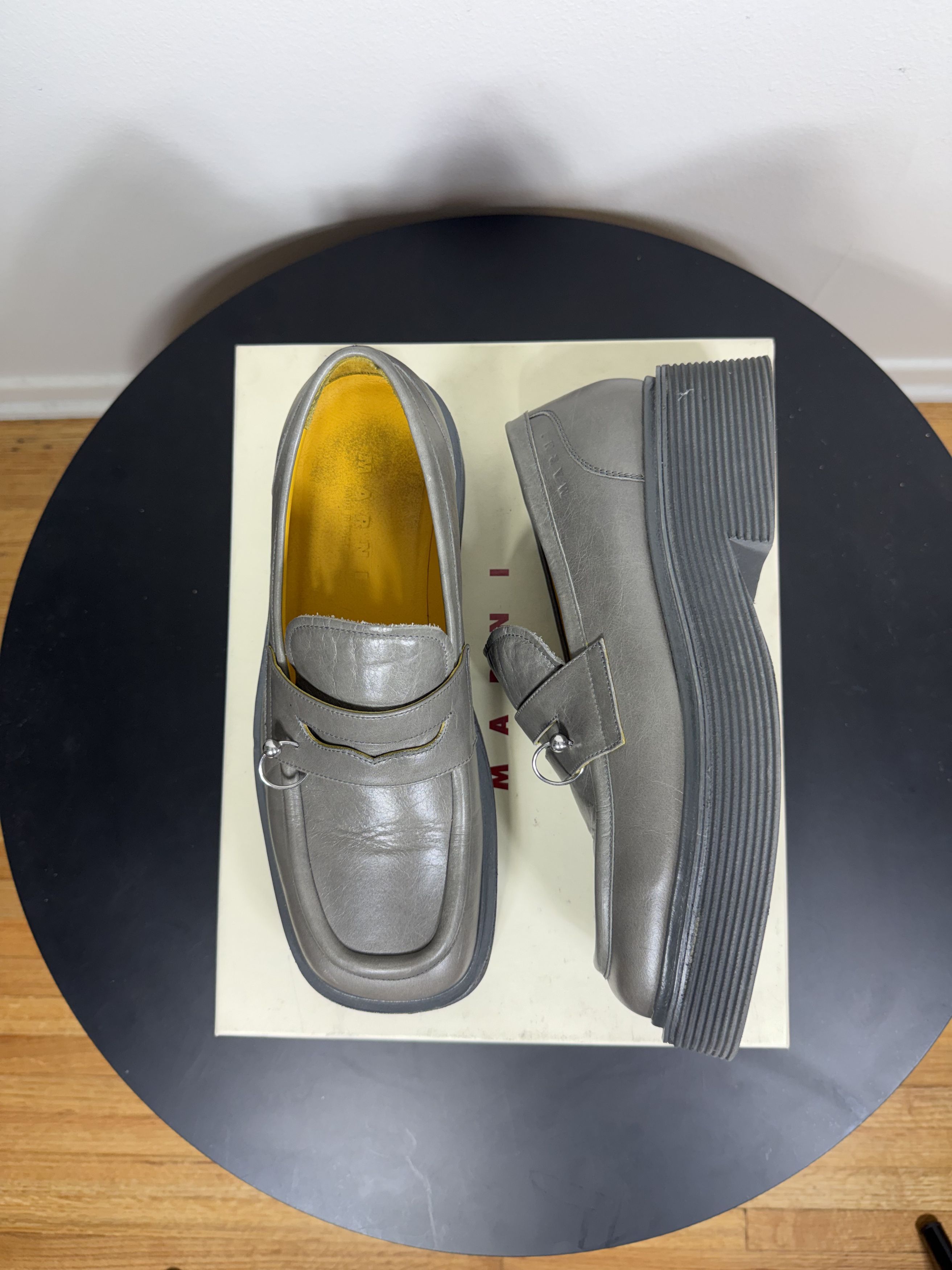 Marni Pierced Gray Leather Loafer Size US 8 / EU 41 - 3 Thumbnail