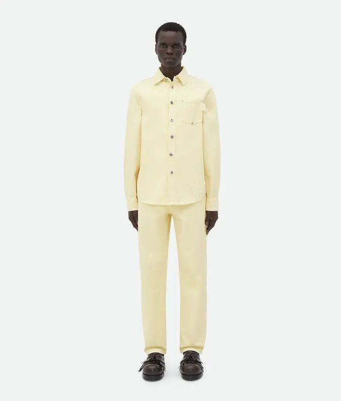 Bottega Veneta o1s1rm0326 Wash Denim Shirt in Yellow Size US M / EU 48-50 / 2 - 4 Thumbnail