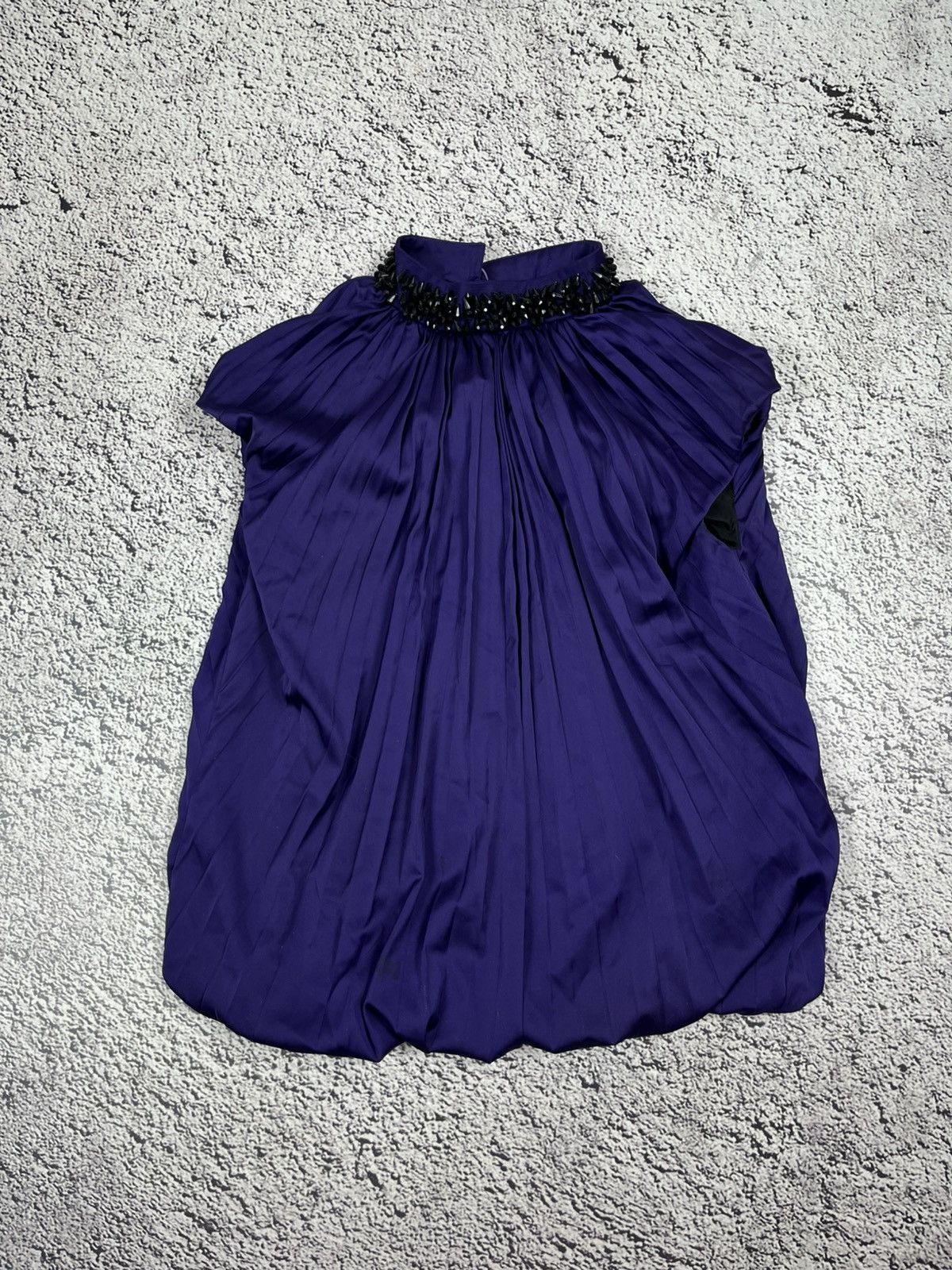 Roberto Cavalli Roberto Cavalli Purple Pleated Silk Top Crystal Collar Size S / US 4 / IT 40 - 1 Thumbnail