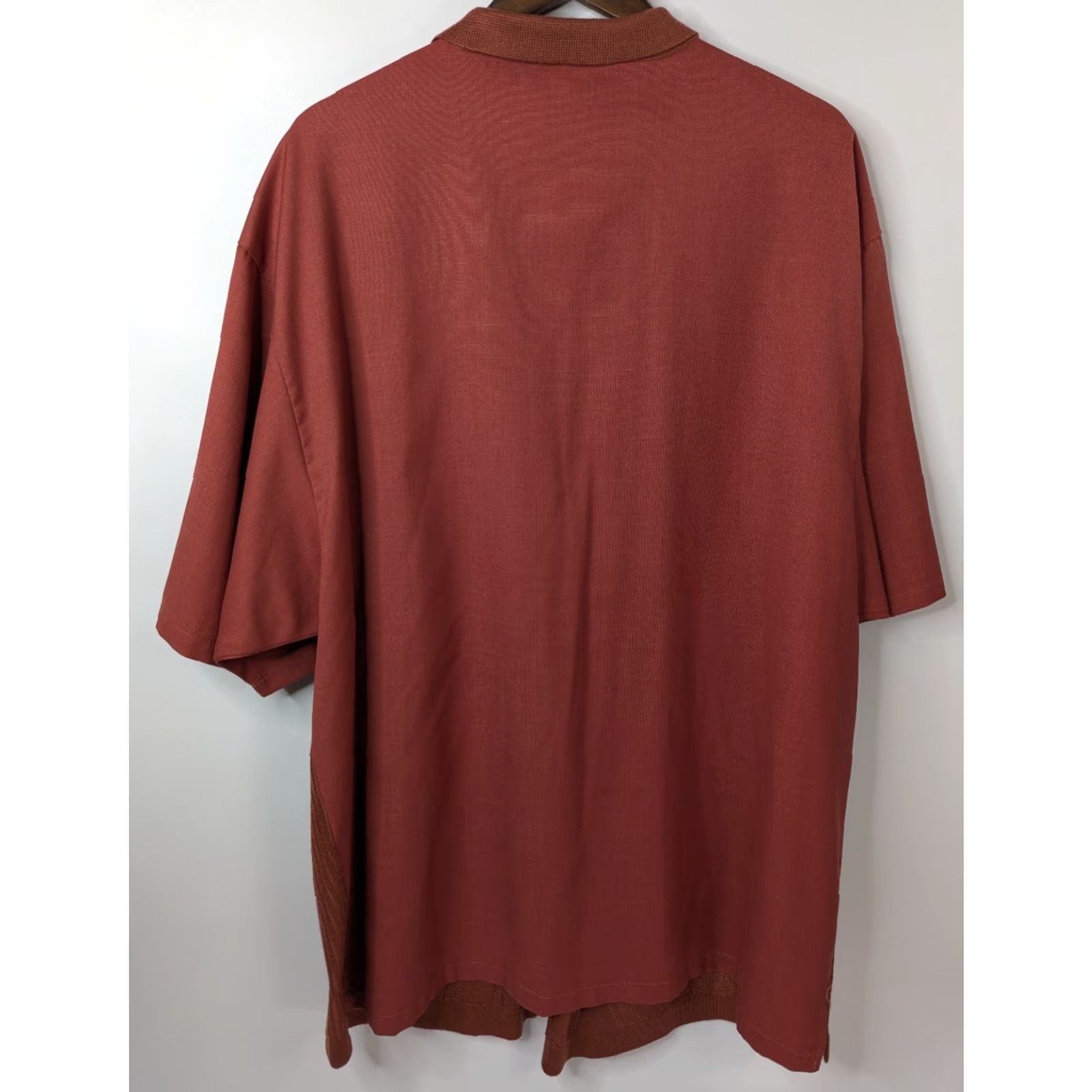 Rusty SilverSilk Shirt Men 2XL Button-Down Short Sleeve Rust Brown Retro All Seasons Breathable Easy Care Size US XXL / EU 58 / 5 - 4 Thumbnail