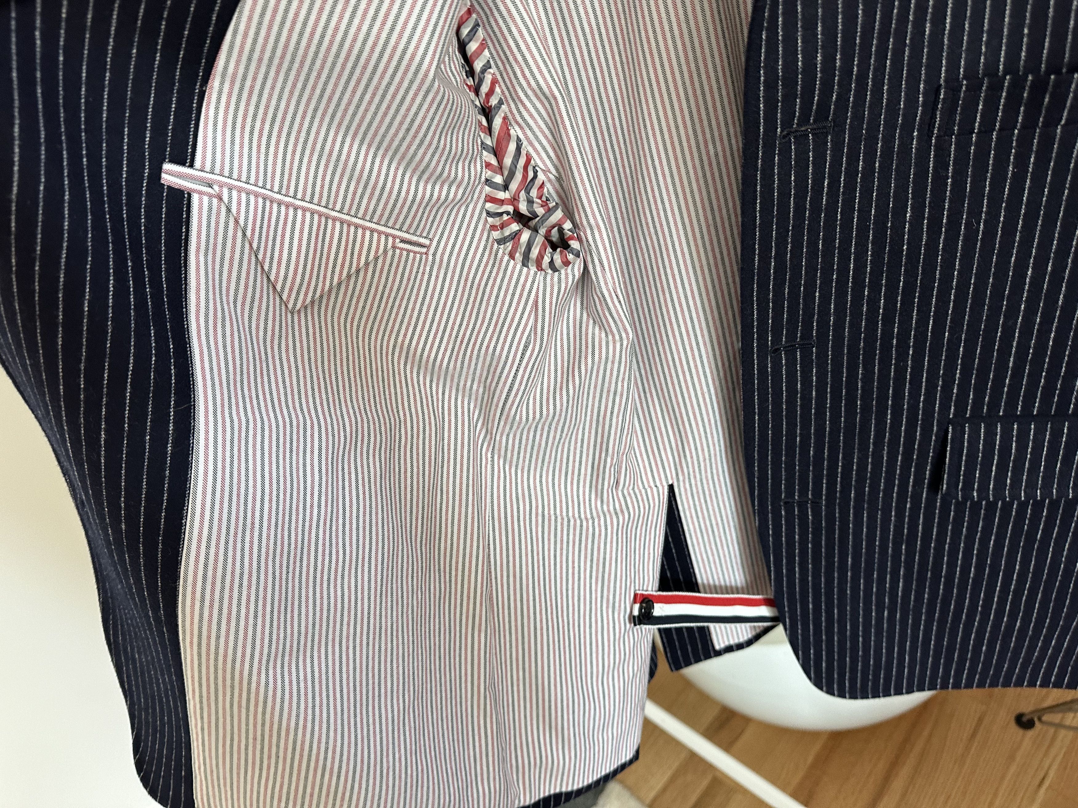 Thom Browne *RARE* THOM BROWNE Navy Pinstriped Blazer Sz 2 Size 40R - 9 Thumbnail