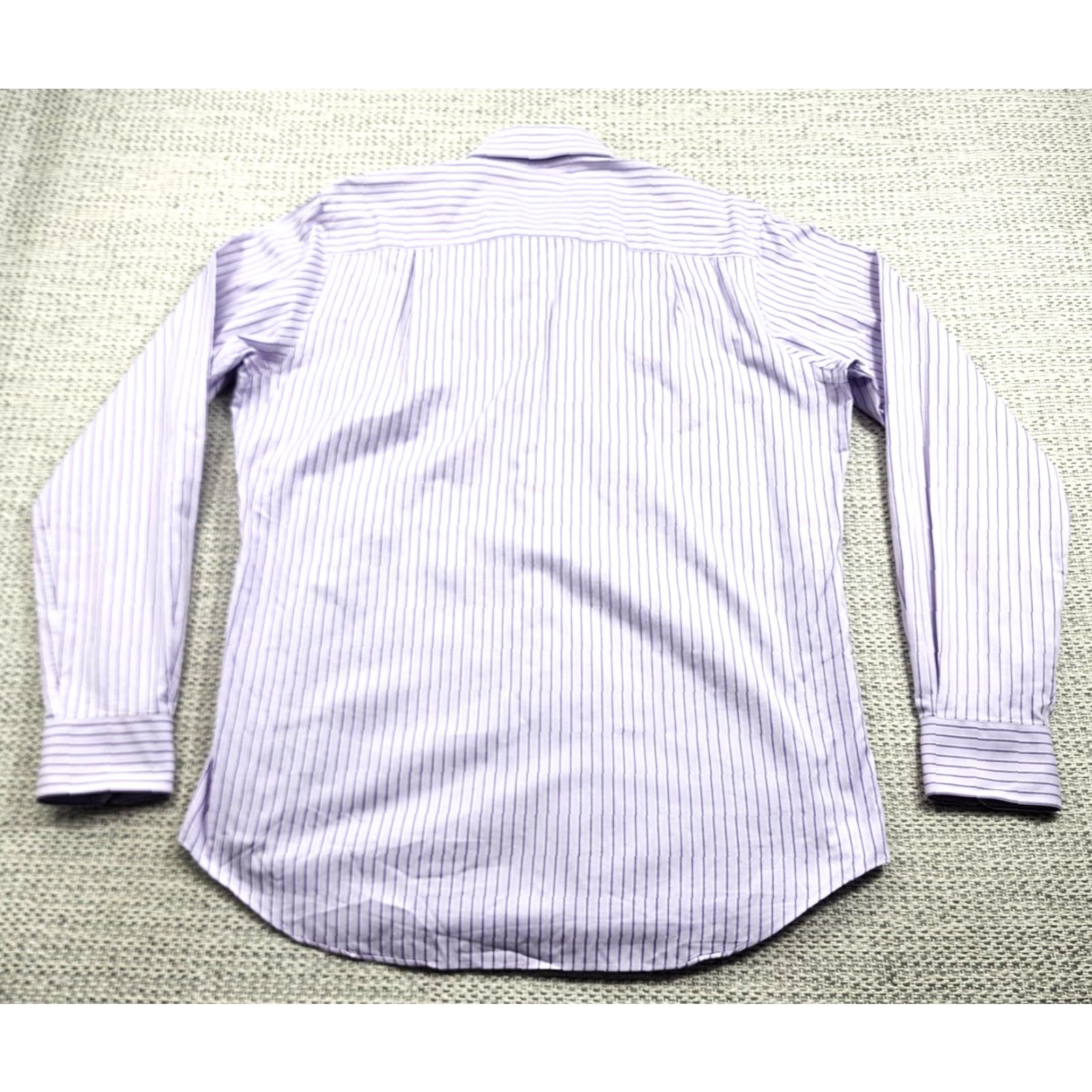 David Donahue David Donahue Shirt Mens 16.5 Trim Fit Dress Long Sleeve Button Up Stripe Size 46R - 7 Thumbnail