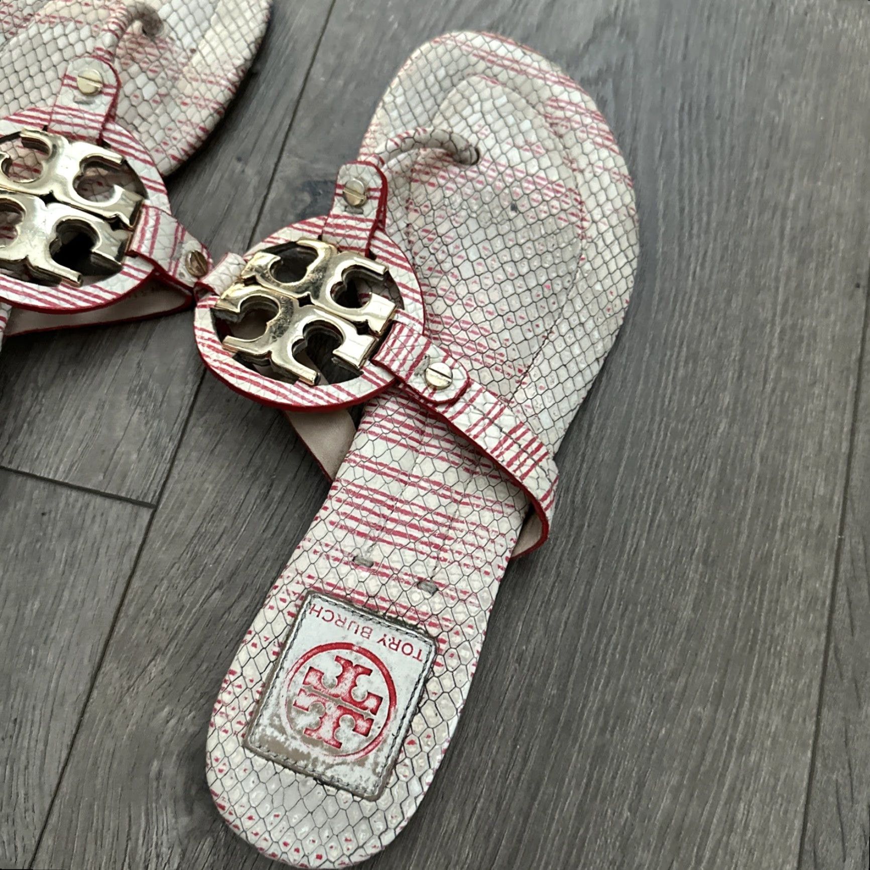 Tory Burch TORY BURCH Thong Sandal 8M Animal Print Brown Leather Logo Comfort Flat Womens Size US 8 / IT 38 - 4 Thumbnail