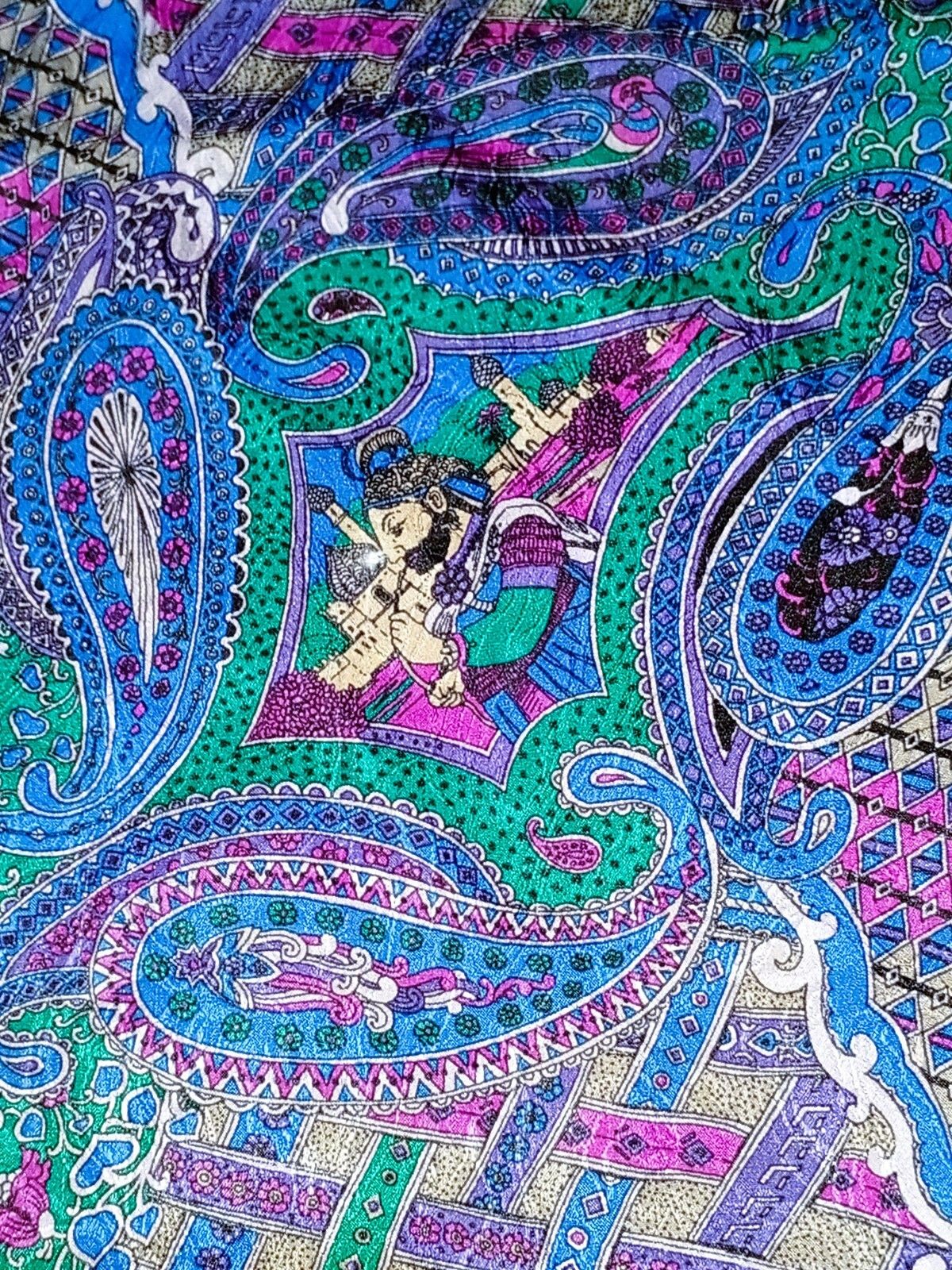 Fendi FENDI ROMA ITALY Blue Indian Sultan Geometric Silk Scarf Size ONE SIZE - 5 Thumbnail
