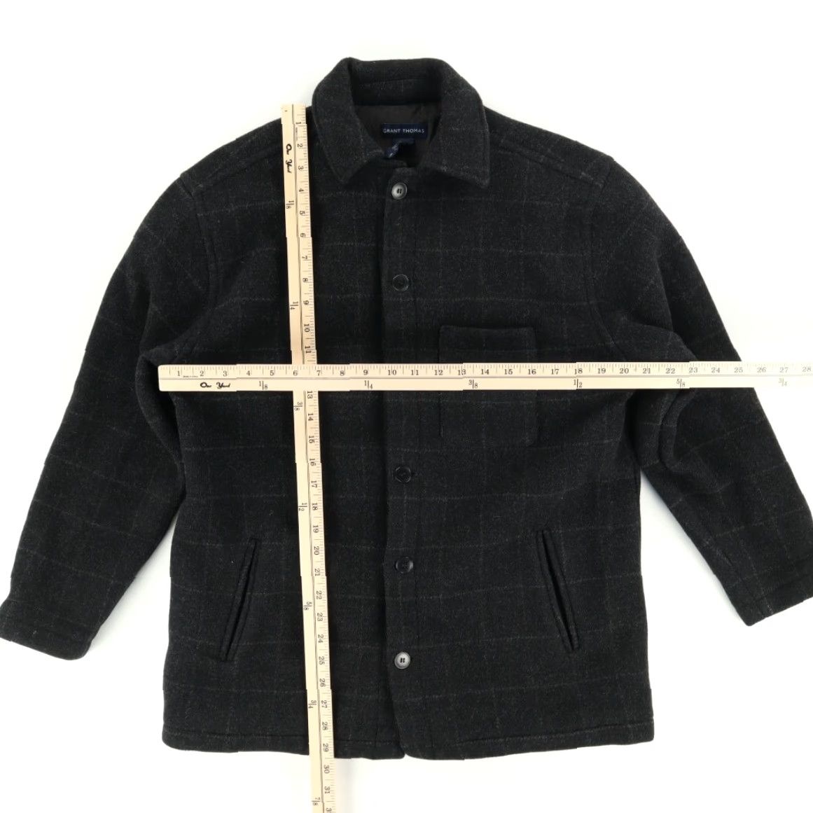 Vintage Grant Thomas Heavy Wool Malone Plaid Jacket Black Men M Shirt Size US M / EU 48-50 / 2 - 3 Thumbnail
