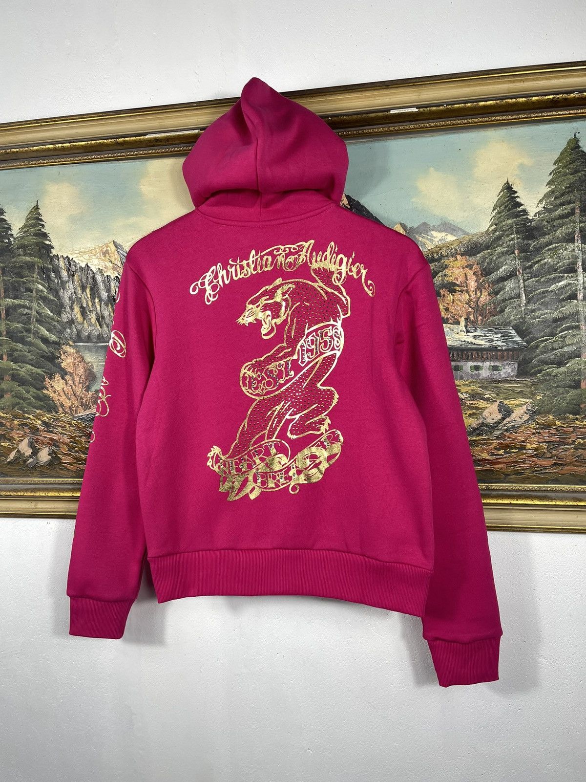 Christian Audigier × Ed Hardy × Vintage Ed Hardy Retro 00s Hoodie With Crystals Affliction Grunge Size US XS / EU 42 / 0 - 6 Thumbnail