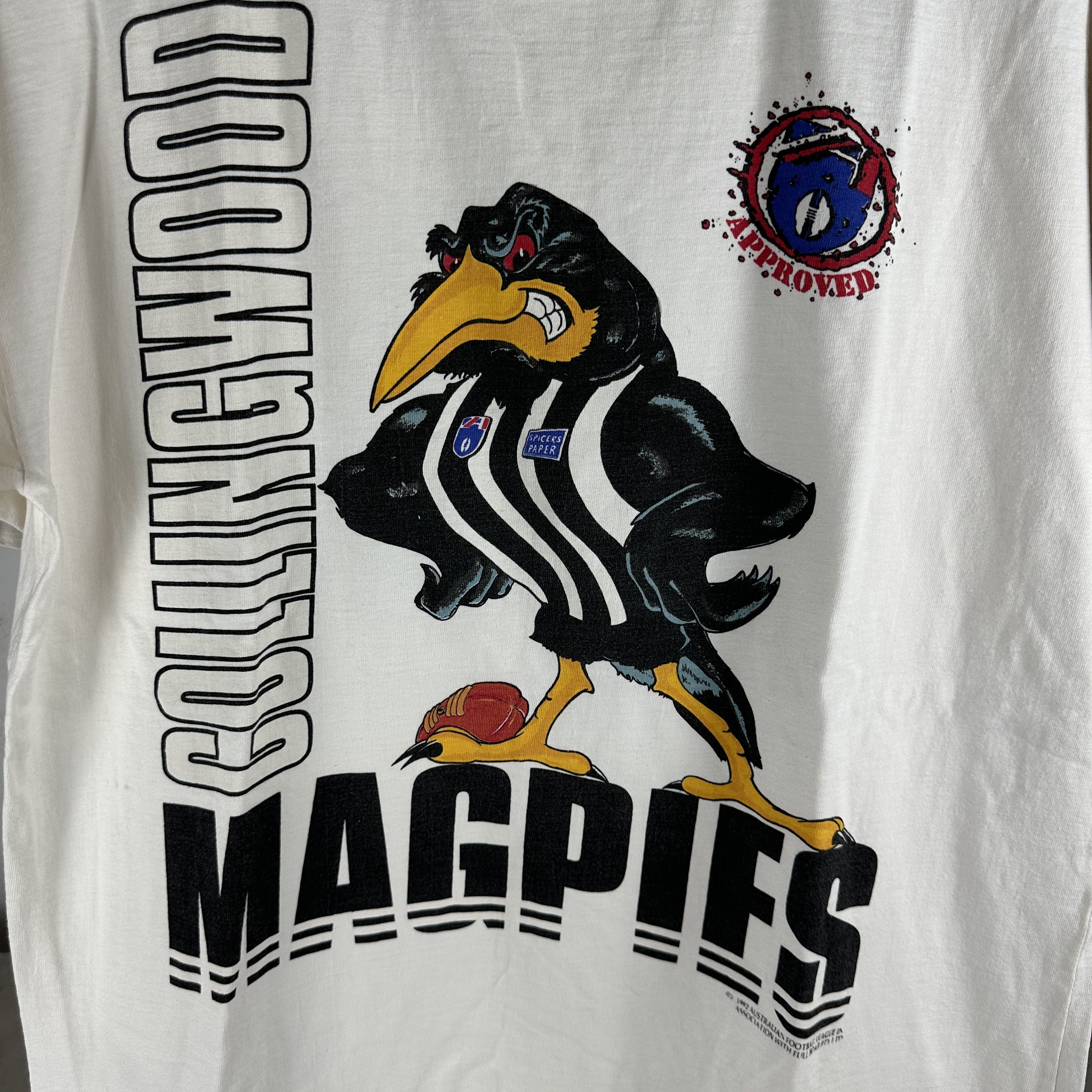 Vintage 1992 Collingwood Magpies AFL Australian Football League Tee Size US XL / EU 56 / 4 - 2 Thumbnail