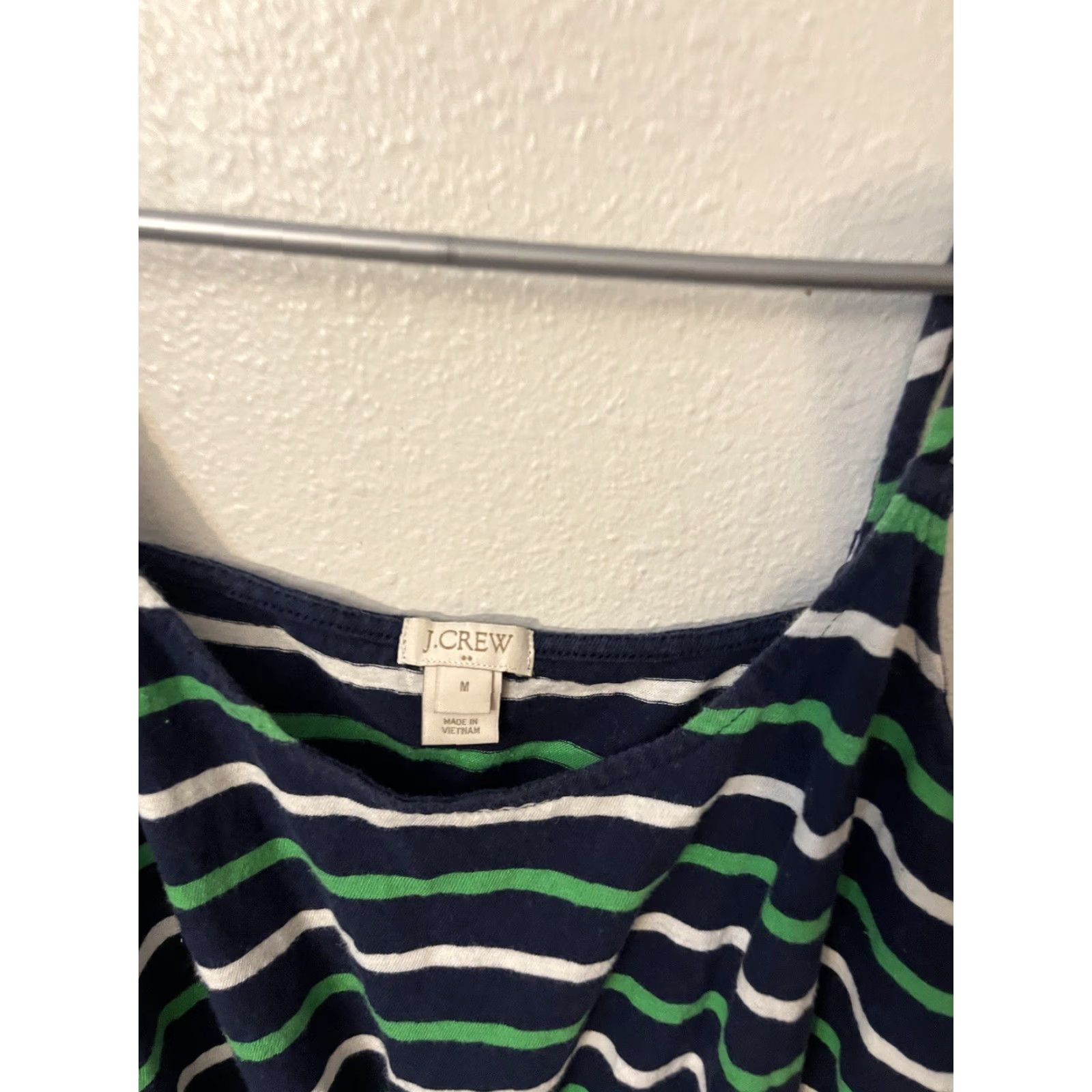 J.Crew J.CREW Women's M CamiDress Linen Blend Spaghetti Strap Blue Green White Stripes Casual T-Shirt Dress Womens Size M Size M / US 6-8 / IT 42-44 - 3 Thumbnail