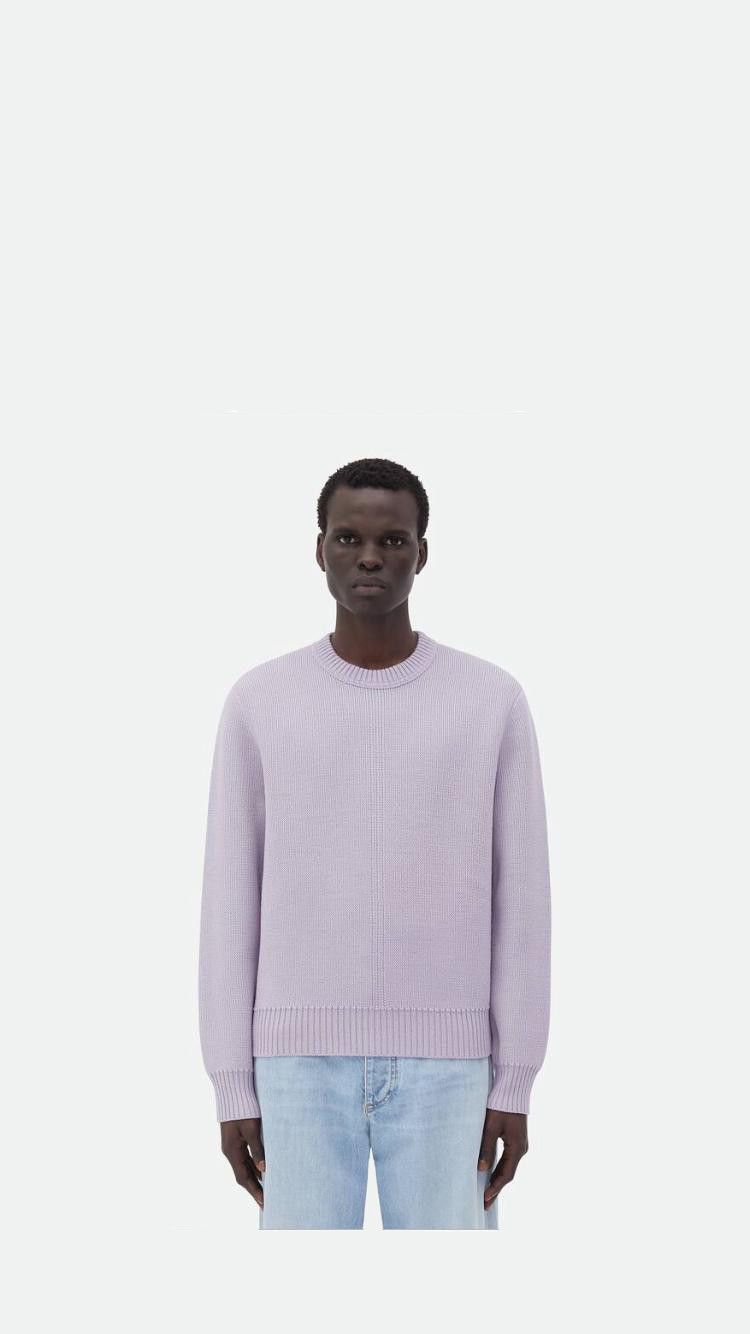 Bottega Veneta o1n1vont0325 Wool Crew Neck Sweater in Pale Lilac Size US L / EU 52-54 / 3 - 1 Preview