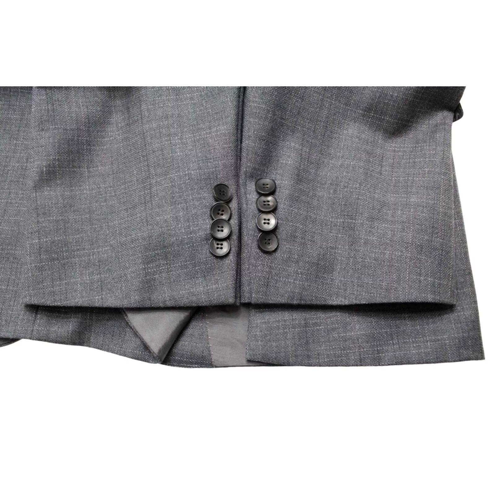Hugo Boss HUGO BOSS Blazer Men's US 46 Grey Melange Formal Cotton Silk Size 46R - 6 Thumbnail