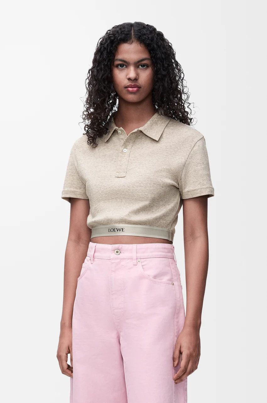 Loewe o1loc1c0525 Cropped Polo In Cotton And Wool in Beige Size M / US 6-8 / IT 42-44 - 3 Thumbnail