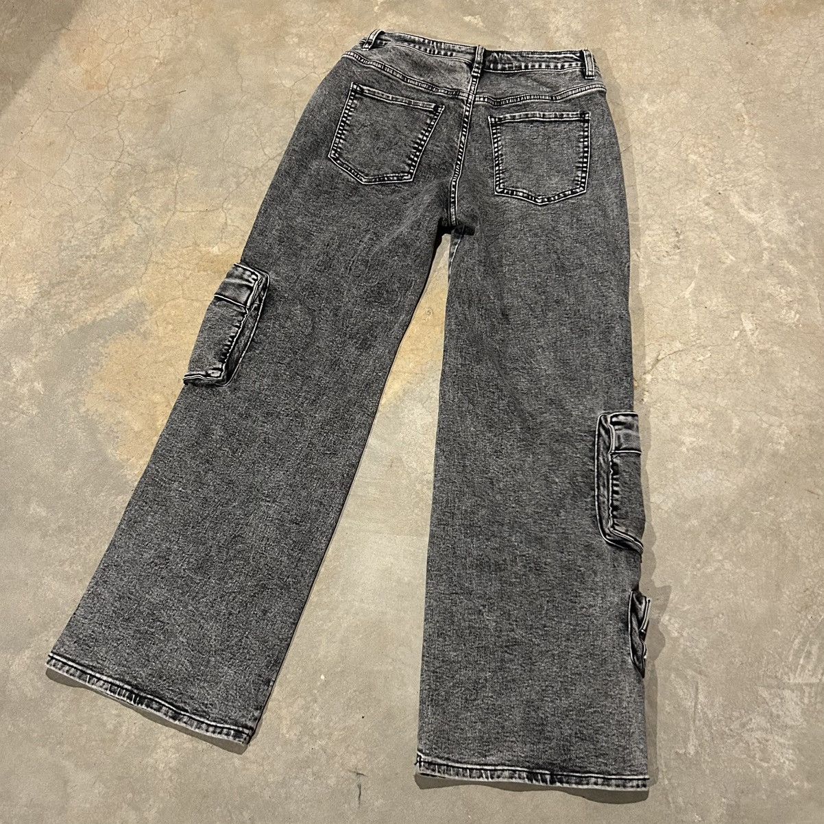 Other Baggy Y2K Style Washed Black Multi Pocket Cargo Denim Cyber Size US 31 - 10 Thumbnail