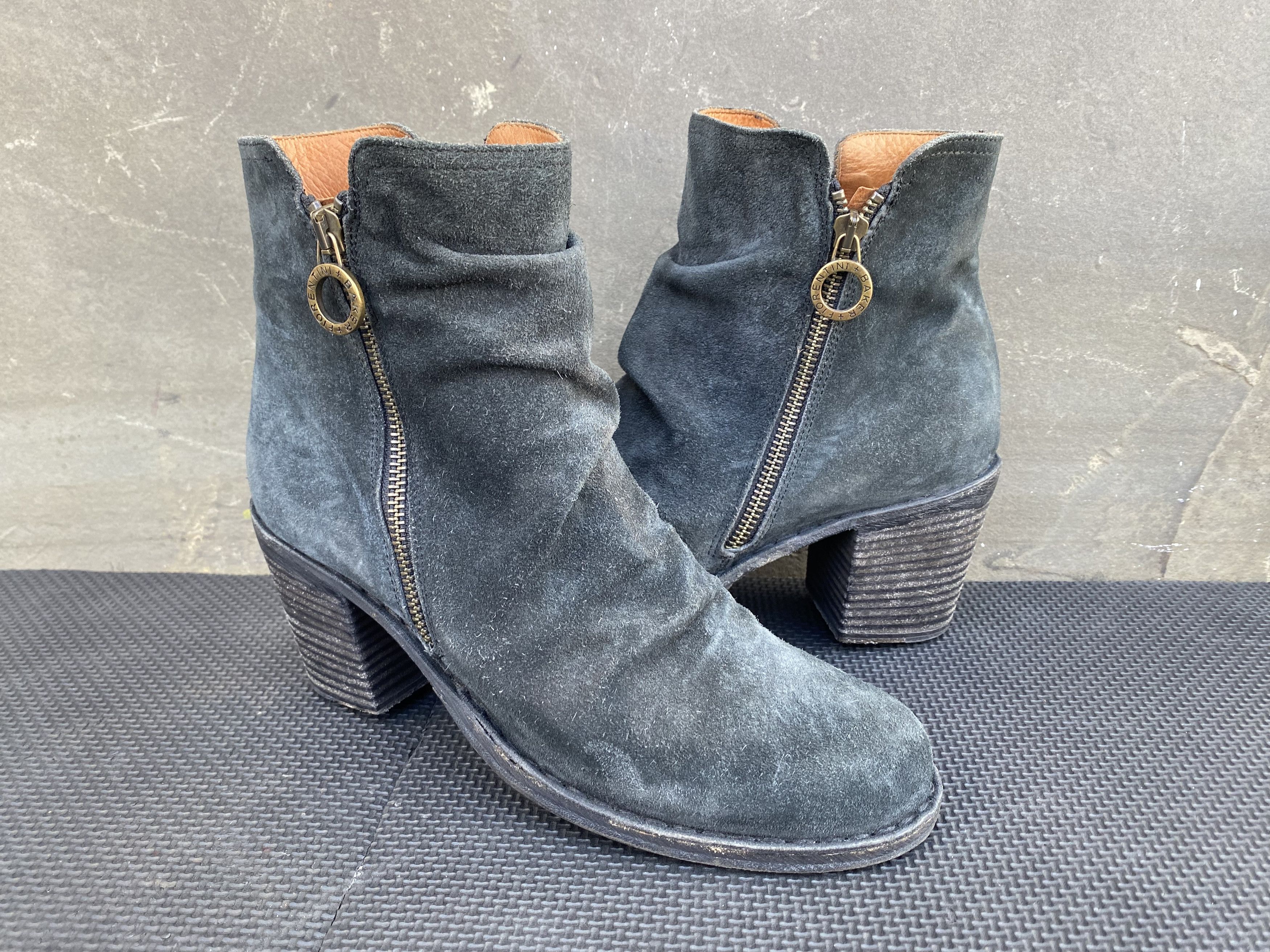 Fiorentini Baker Suede Ankle Heeled Boots Buckle Booties