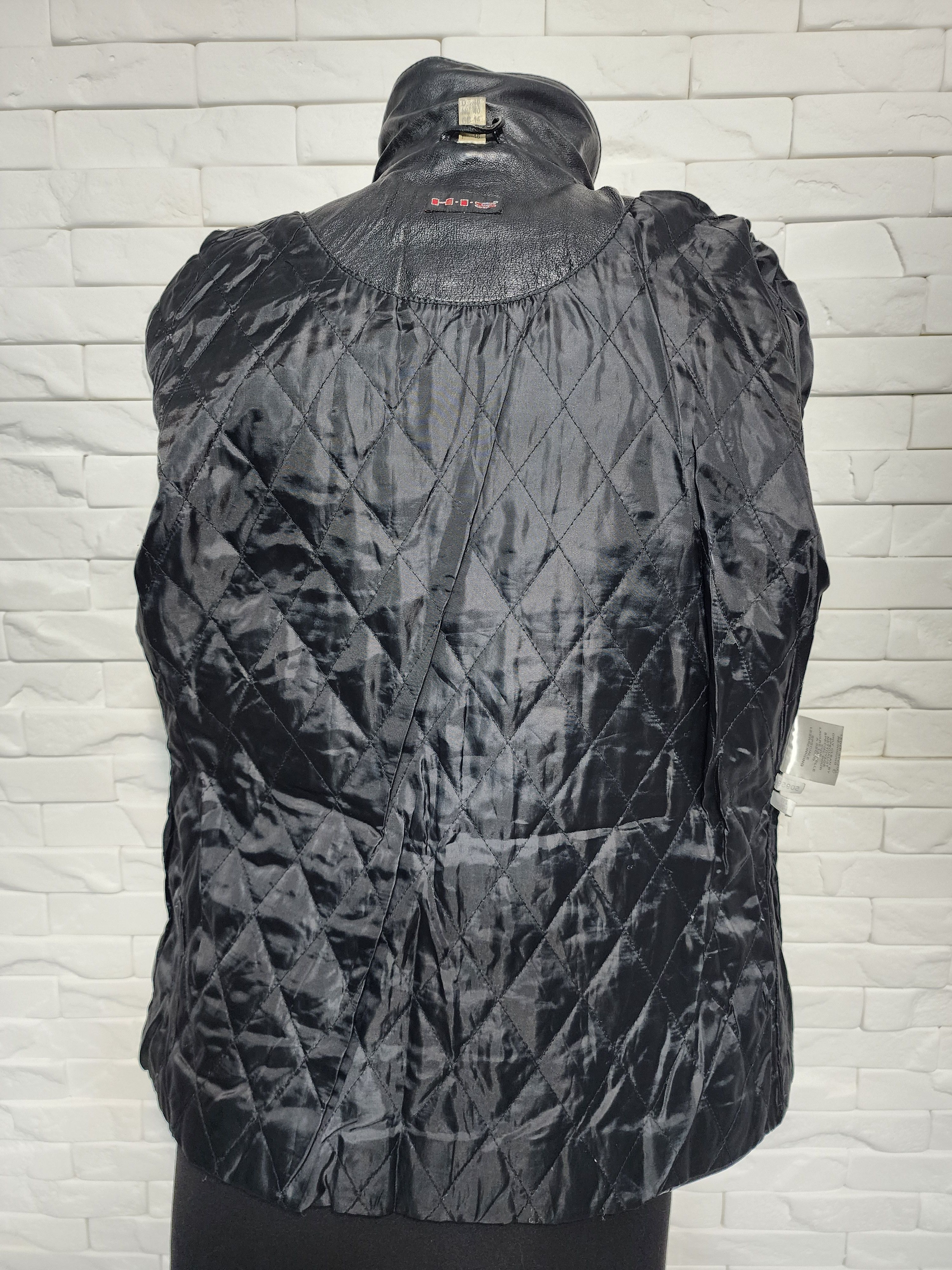 Genuine Leather Black Leather Jacket: Buttoned Women's Coat Size M / US 6-8 / IT 42-44 - 7 Thumbnail