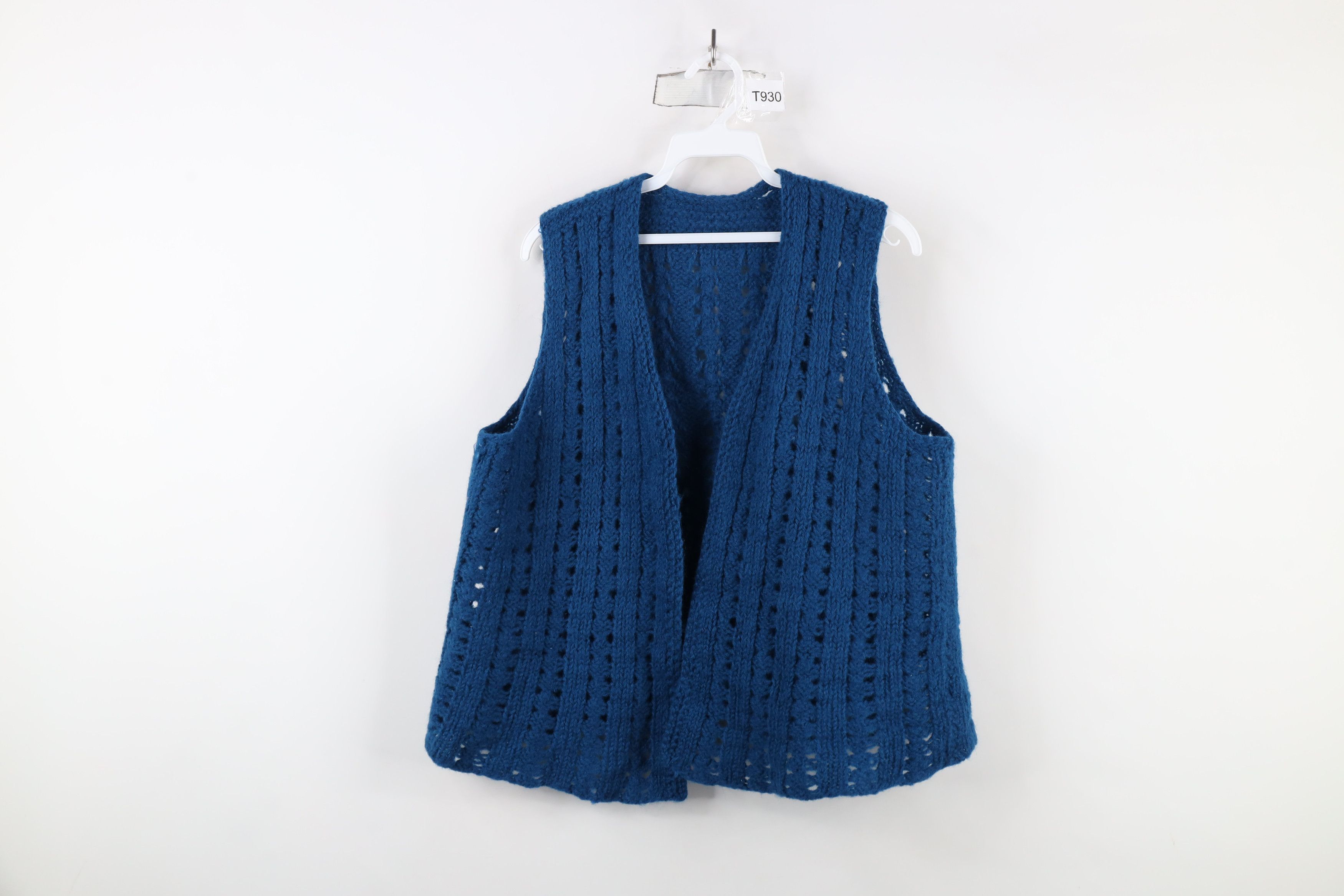 Vintage Vintage 70s Streetwear Open Front Crochet Knit Sweater Vest Size L / US 10 / IT 46 - 1 Thumbnail