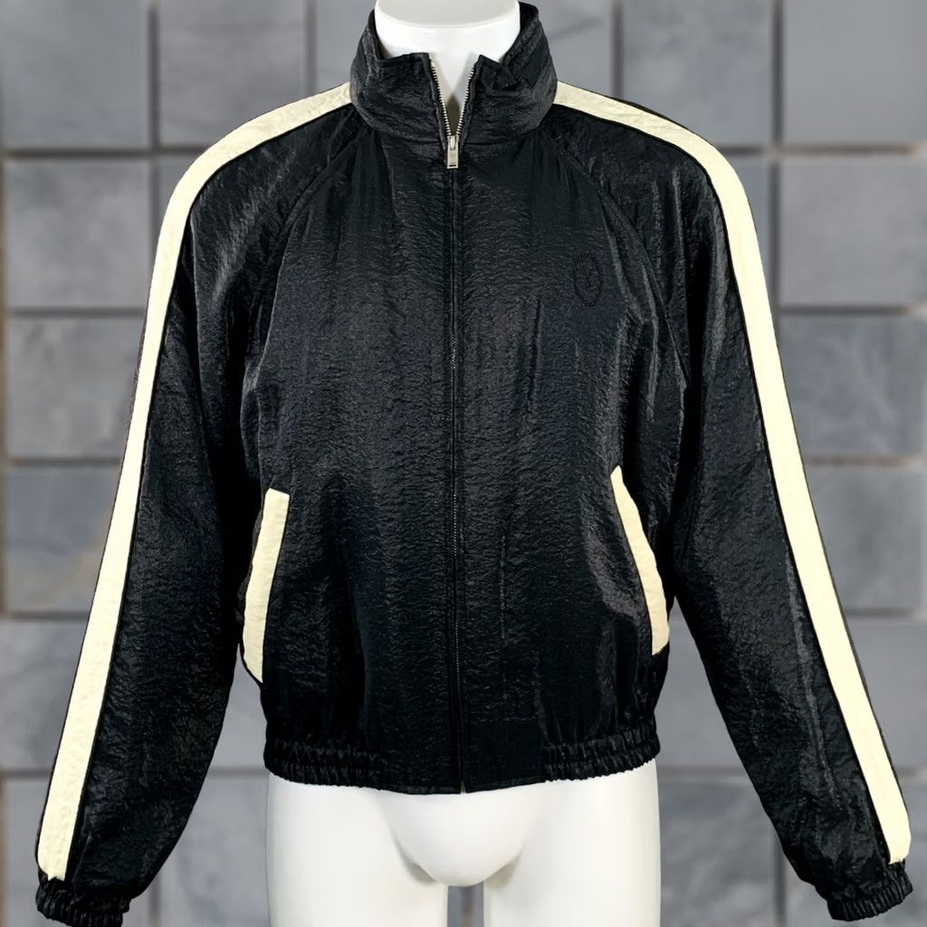 Yves Saint Laurent SAINT LAURENT Jacket Track Black White Viscose Blend Zip Up Size 40 Men Size US XXS / EU 40 - 1 Thumbnail