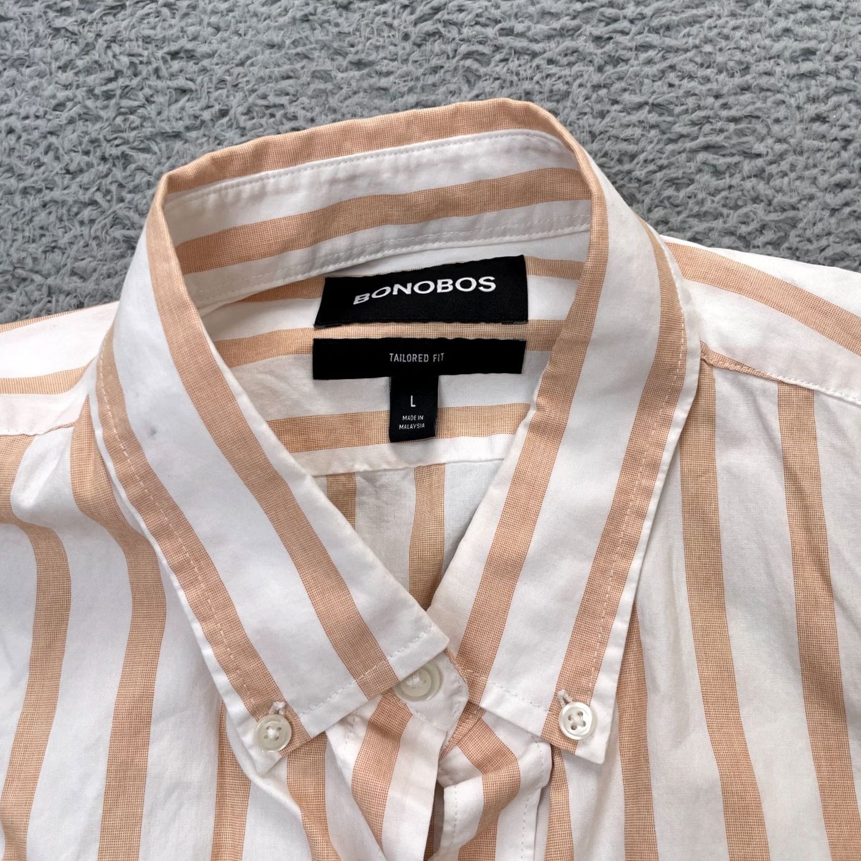 Bonobos Bonobos Shirt Mens Large White Tailored Fit Striped Cotton Button Down Size US L / EU 52-54 / 3 - 5 Thumbnail
