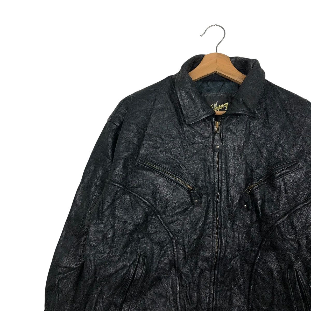 Edwin 🔥VINTAGE MOTORCYCLE RIDER LEATHER JACKET EDWIN COMPANY Size US L / EU 52-54 / 3 - 9 Thumbnail