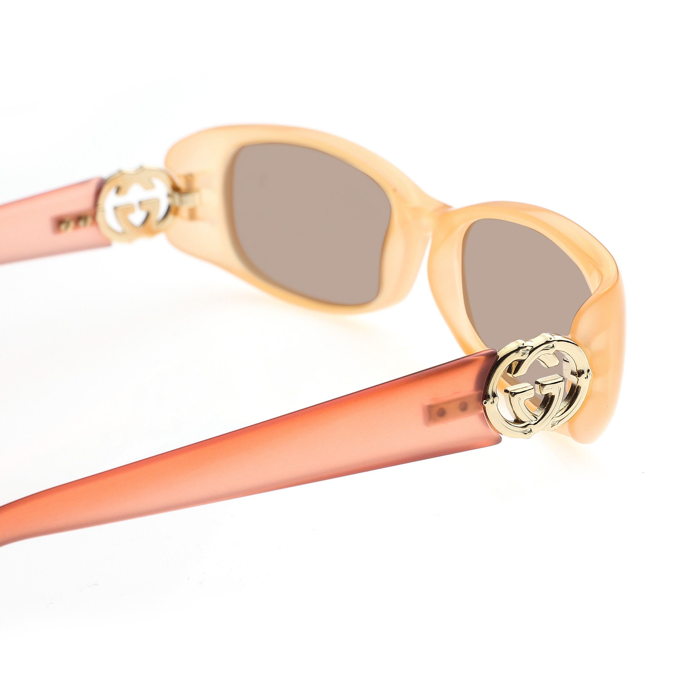 Gucci Gucci '00s Peach Red Signature Rectangular Frame Sunglasses Size ONE SIZE - 1 Thumbnail