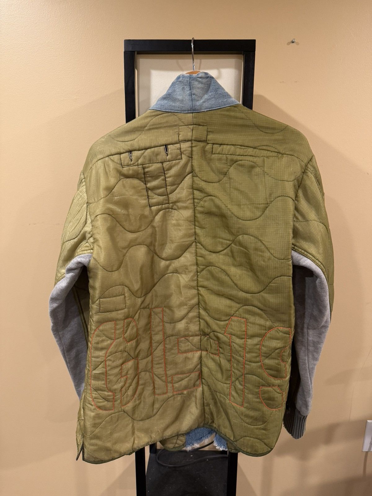 Greg Lauren Greg Lauren Kimono Green Quilt / Blue Denim Distress Jacket Size US L / EU 52-54 / 3 - 5 Thumbnail