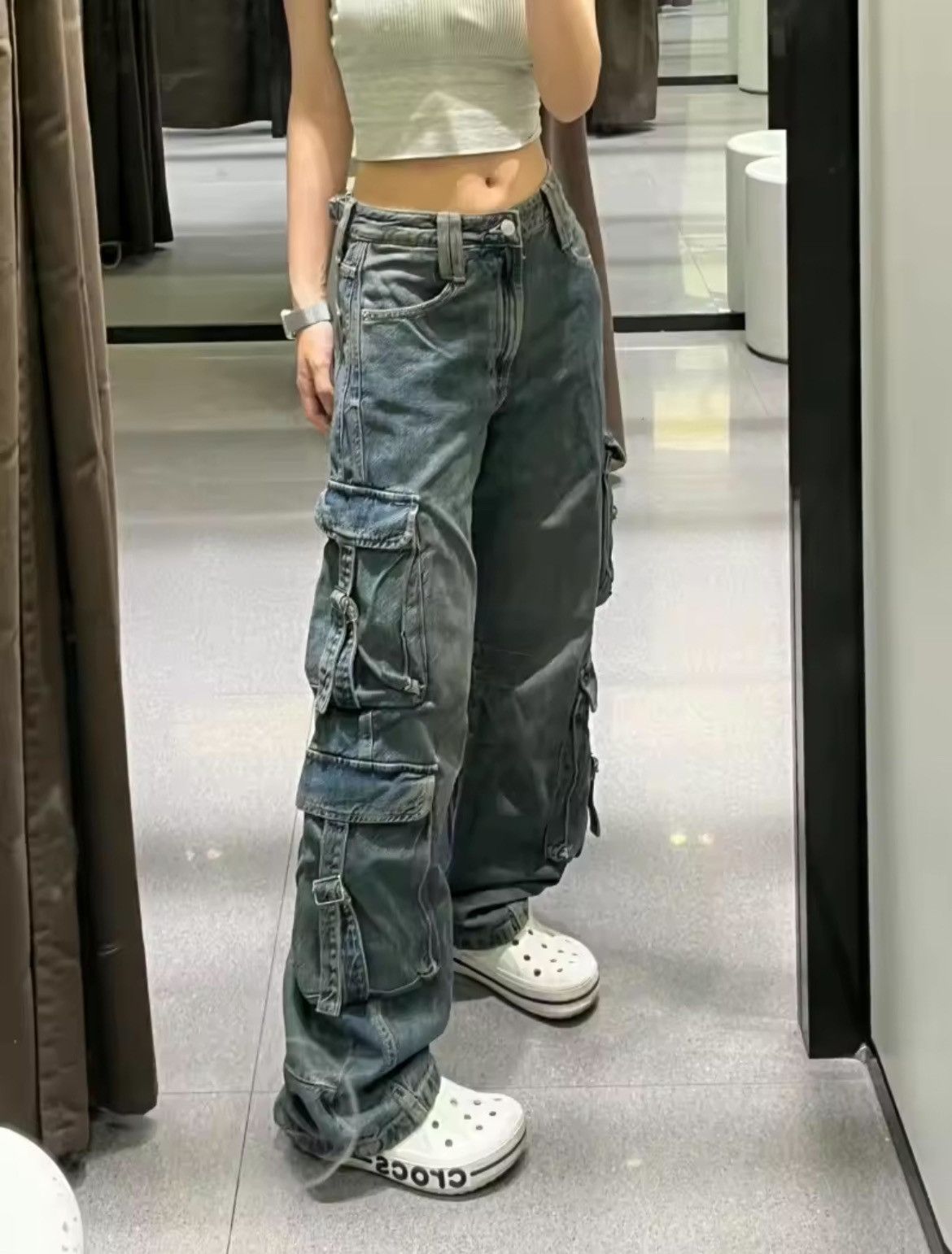 Jean Y2k Baggy Cargo Pants Denim Baggy Jeans Trousers Size US 30 / EU 46 - 2 Thumbnail