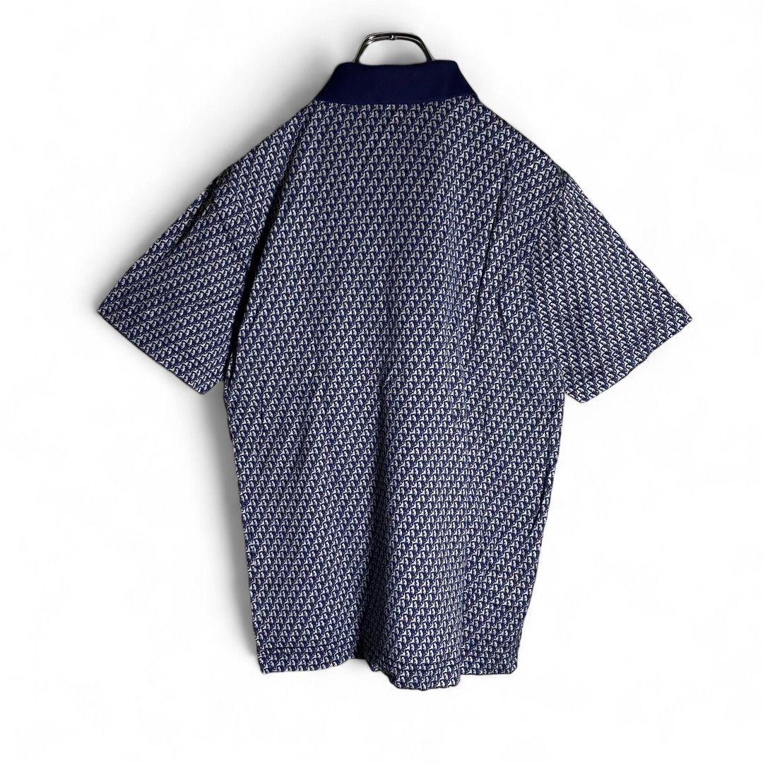 Dior Dior - Monogram Silk Polo Shirt Navy Size US S / EU 44-46 / 1 - 6 Thumbnail