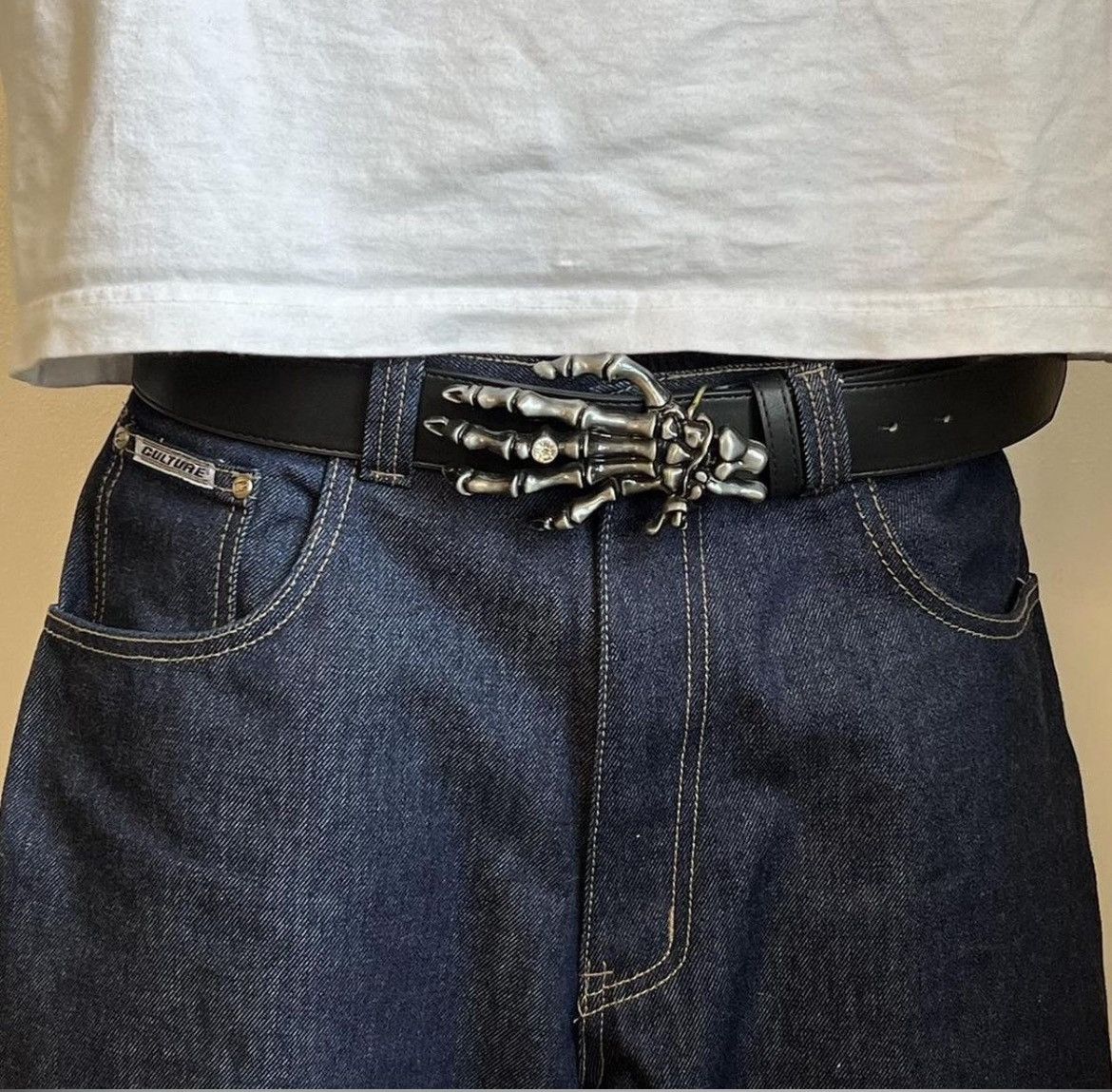Vintage y2k 2000s vintage style skeleton grunge goth emo black belt Size ONE SIZE - 7 Thumbnail