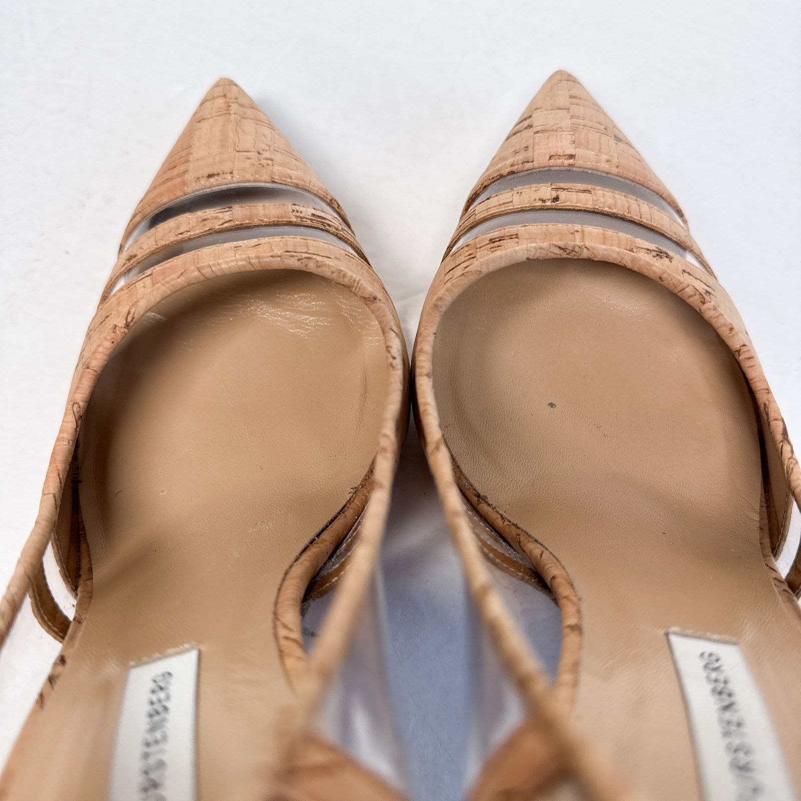 Diane von Furstenberg DVF Becca Too Cork Clear Panel Stiletto Pumps Size US 7 / IT 37 - 6 Thumbnail