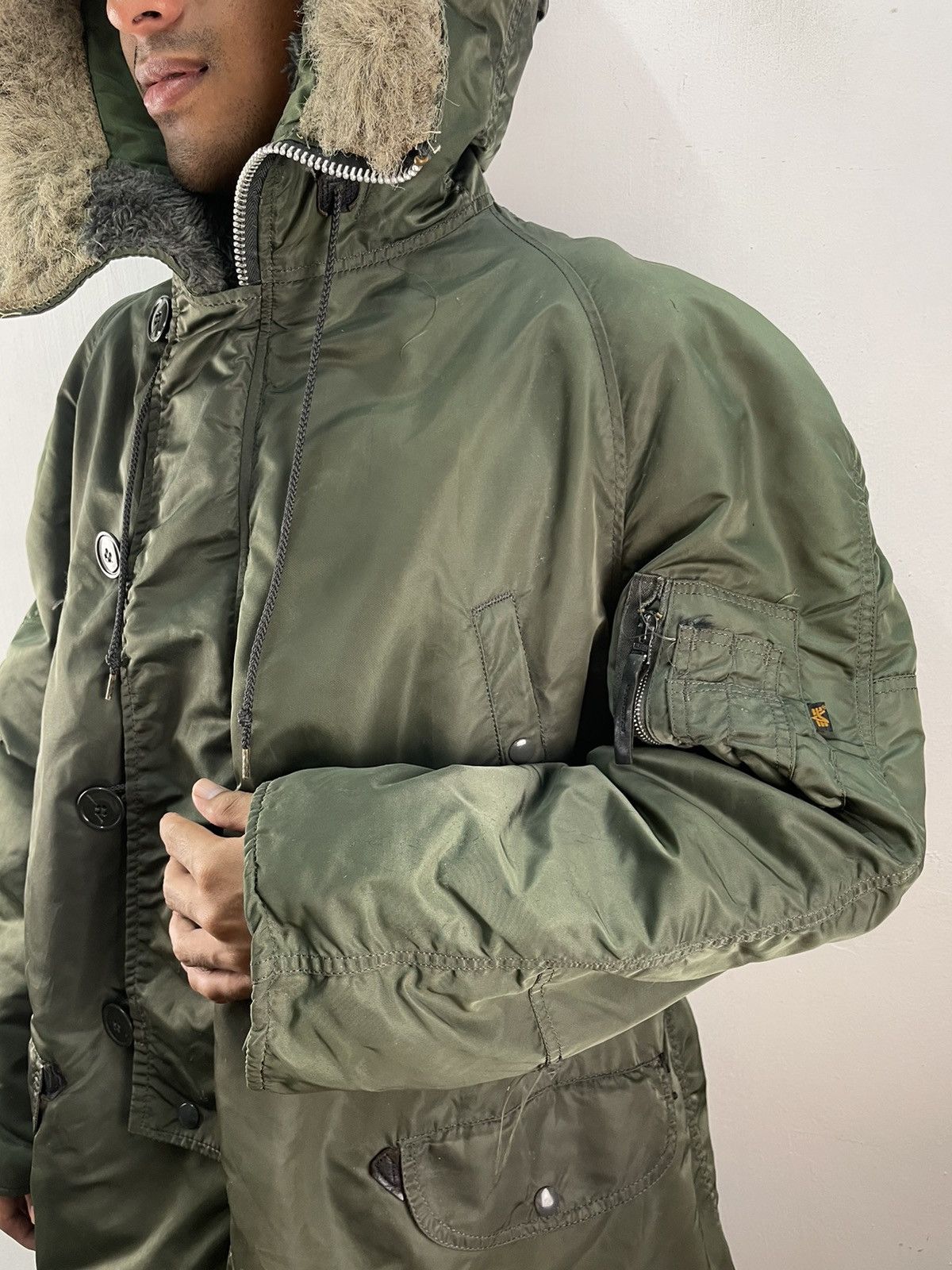 Alpha Industries Vintage 80s Alpha Industries Bomber Fur Flight Jacket Size US L / EU 52-54 / 3 - 2 Thumbnail