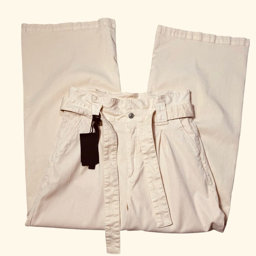 Paige NWT New $249 Paige Harper Paperbag Waist Wide Leg Blonde Sa Size 30" / US 8 / IT 44 - 3 Thumbnail