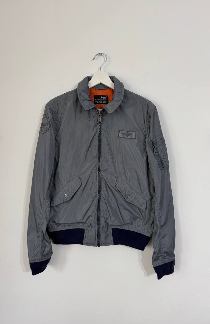 Schott Schott NYC Military Style Bomber Jacket – Grey/Orange Size US M / EU 48-50 / 2 - 1 Thumbnail