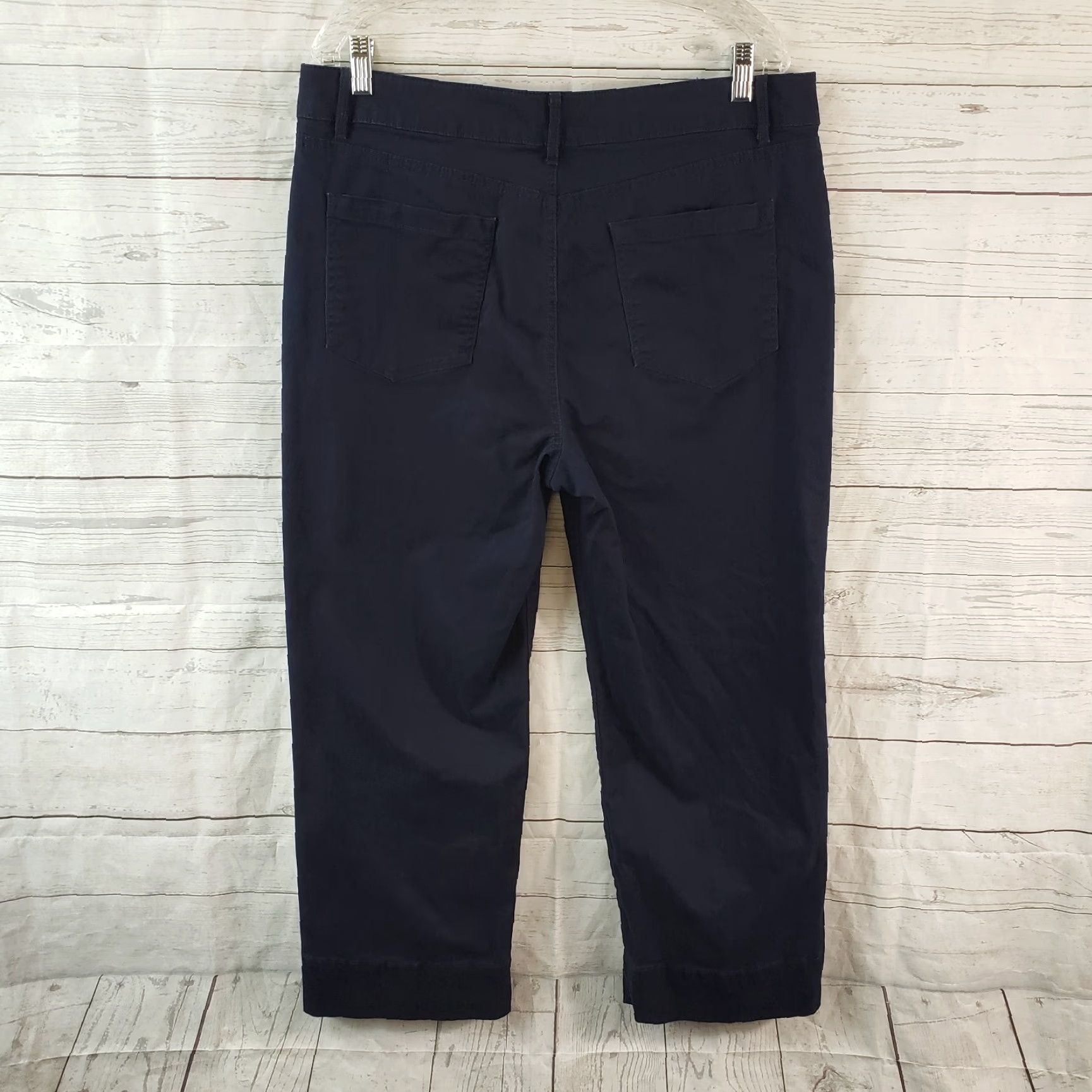 Ann Taylor VINTAGE? No. Ann Taylor LOFT Womens Cropped Pants Sz 14 Blue High Rise Cotton Blend Size 36" / US 14 / IT 50 - 3 Thumbnail