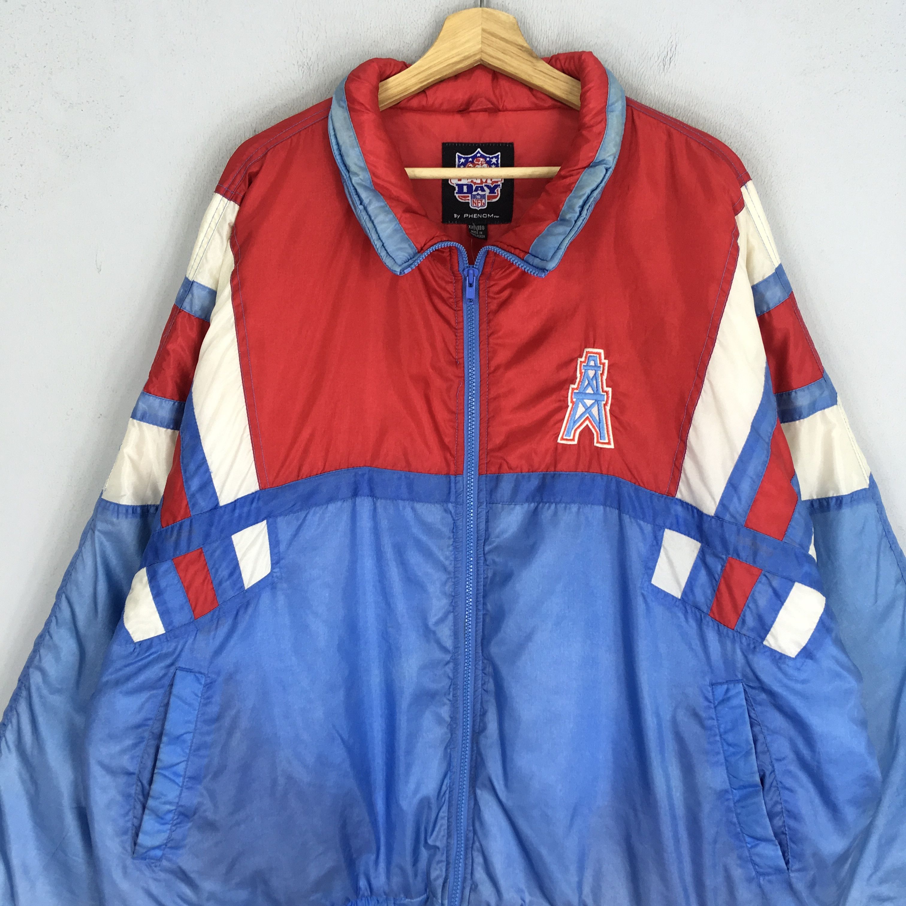 NFL Vintage 90's Houston Oilers NFL Football Sport Team Jacket Size US XXL / EU 58 / 5 - 3 Thumbnail