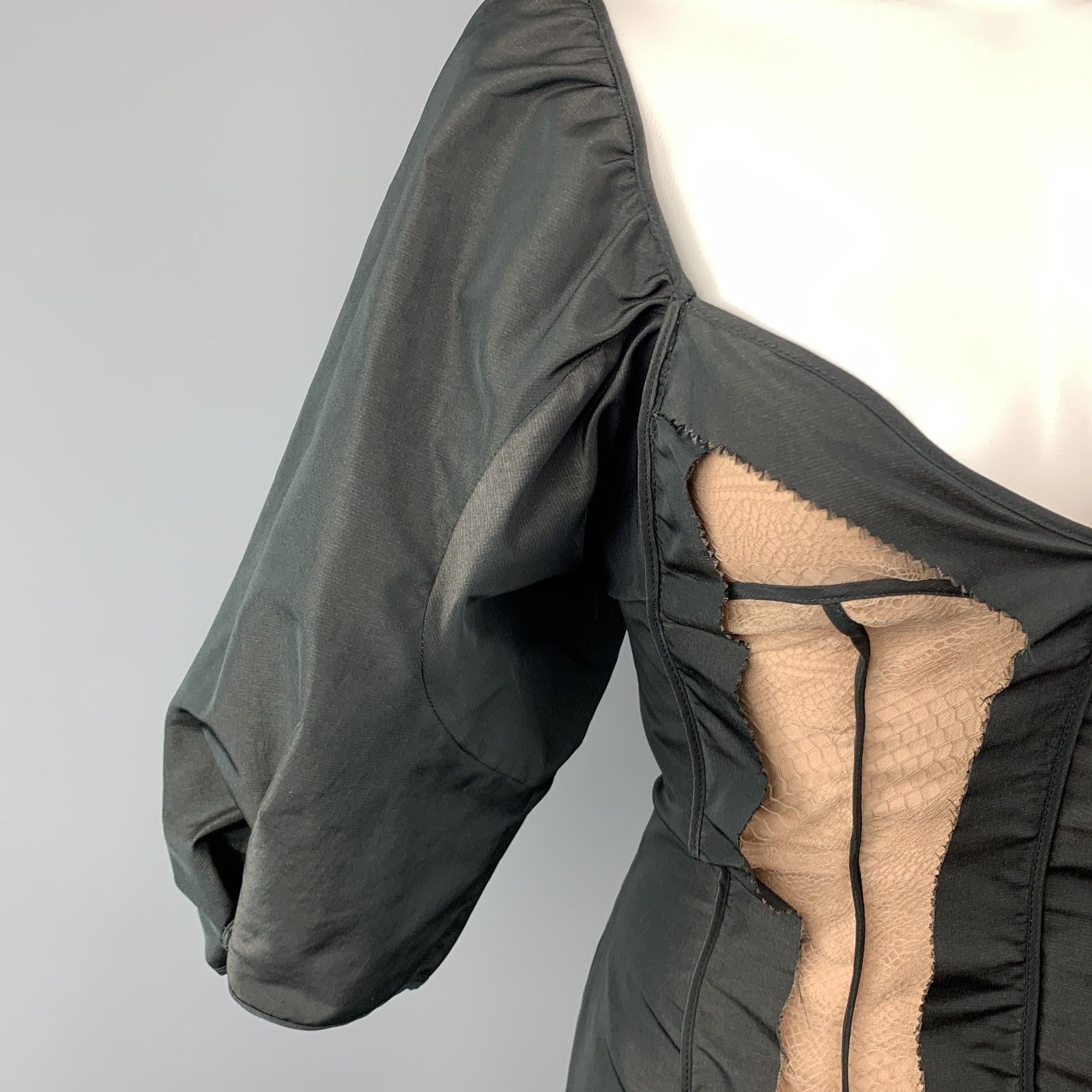 Stella McCartney Size 6 Black Taffeta Inside Out Balloon Sleeve Cocktail Size M / US 6-8 / IT 42-44 - 4 Thumbnail