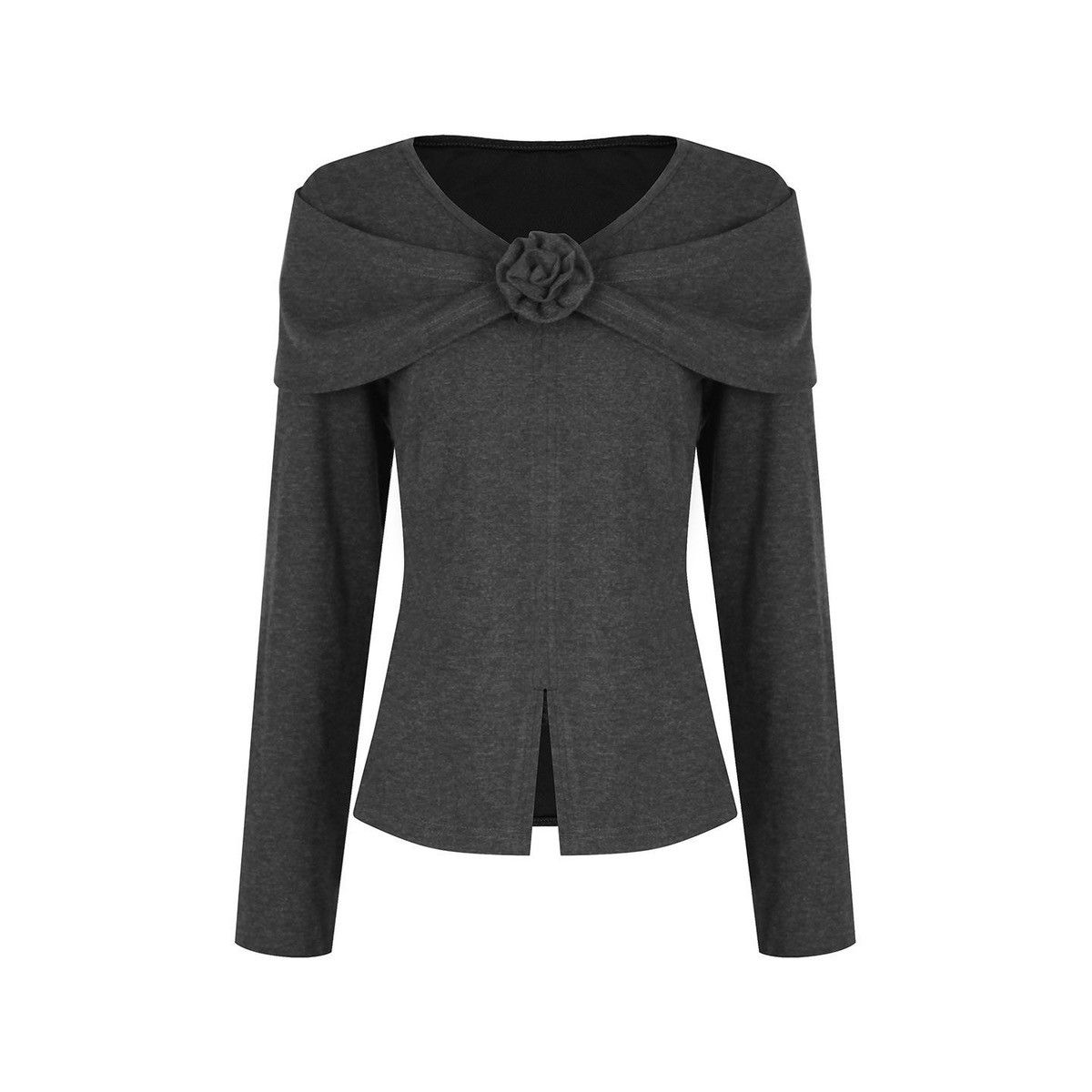 Other Charcoal Rose Wrap Long Sleeve Top Size M / US 6-8 / IT 42-44 - 5 Thumbnail