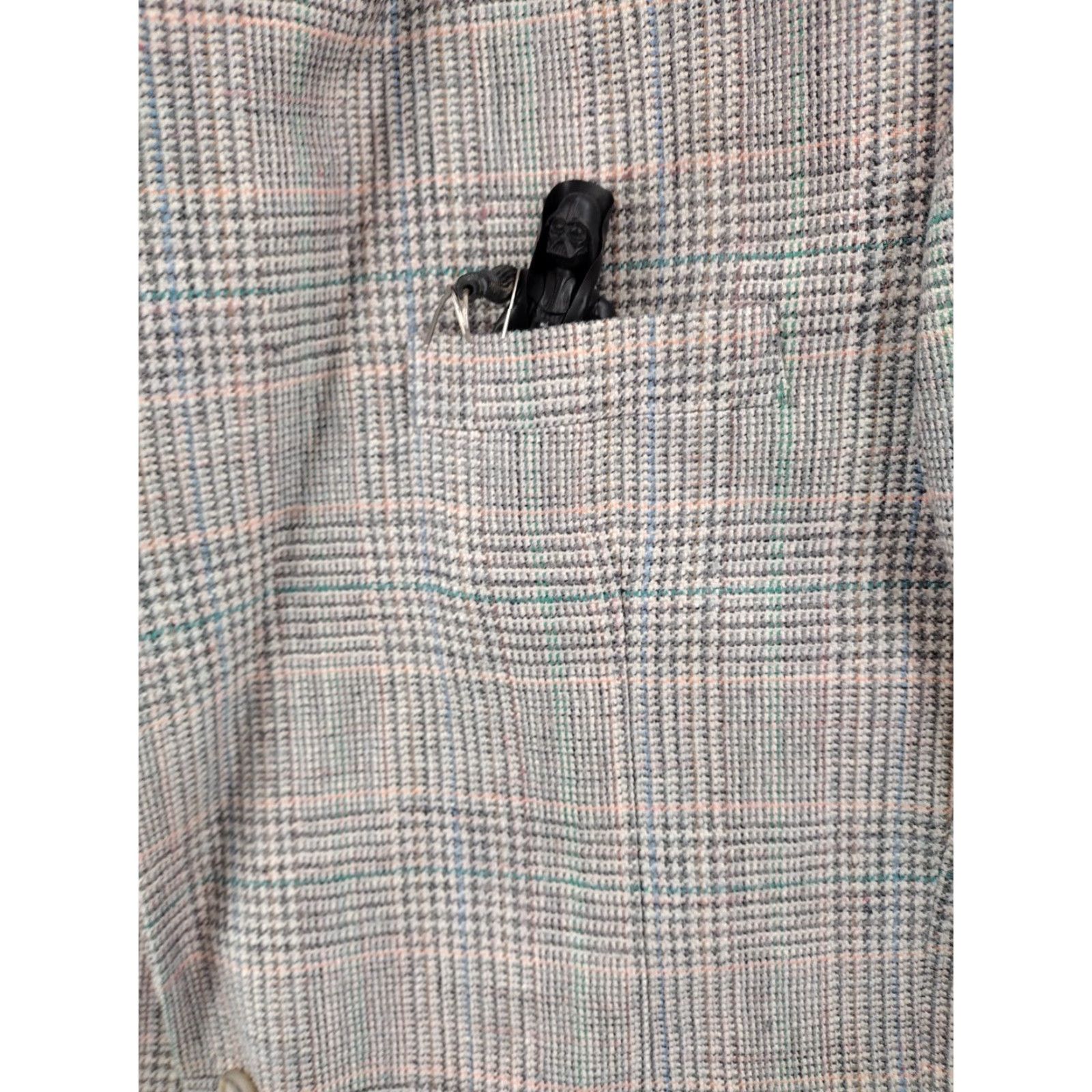 Vintage J.RIGGINS Blazer Jacket Wool Plaid 41 Gray Mens Size 42R - 4 Thumbnail