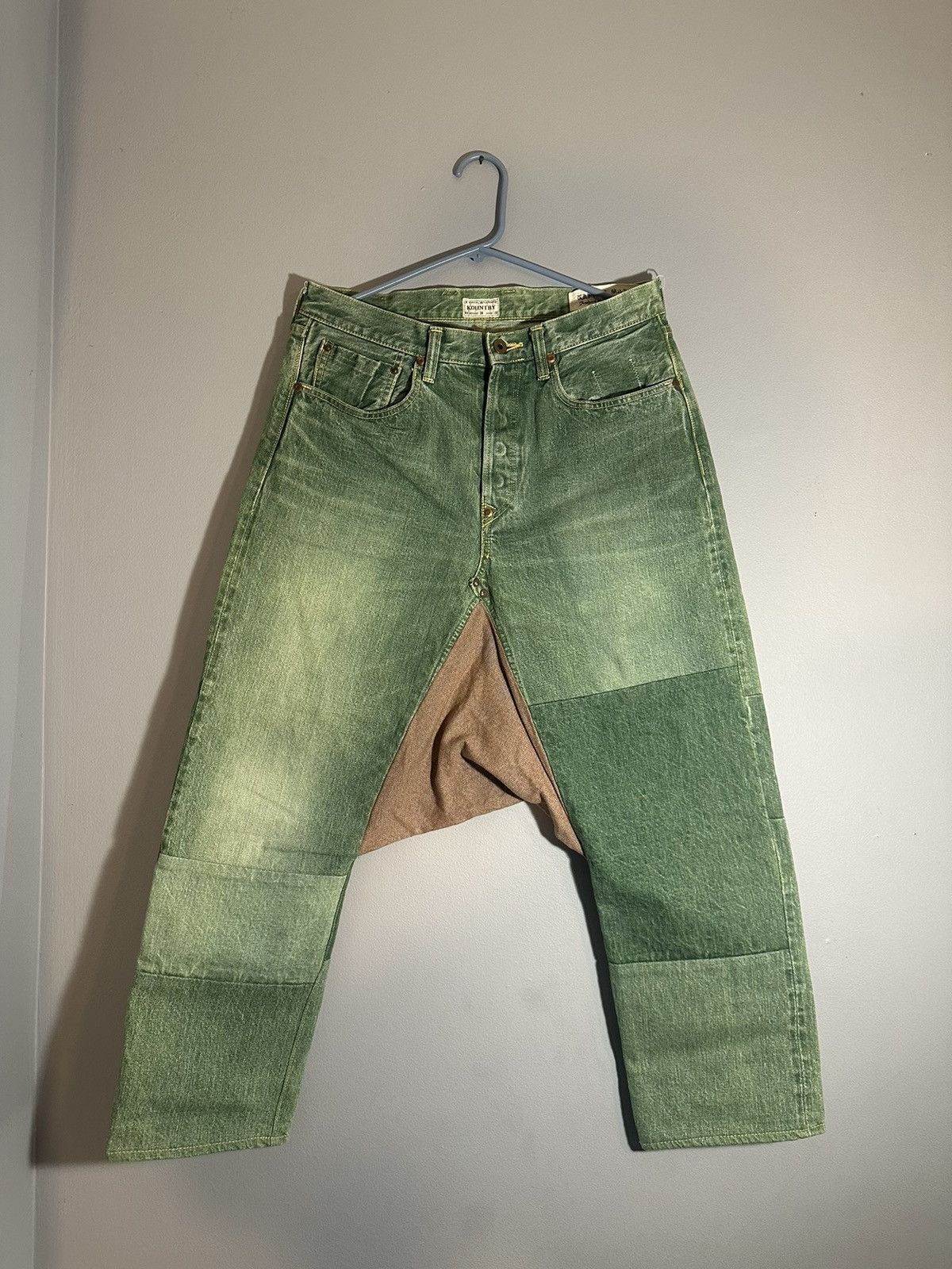 image of Kapital x Kapital Kountry Remake Selvedge Sarouel in Green, Men's (Size 32)
