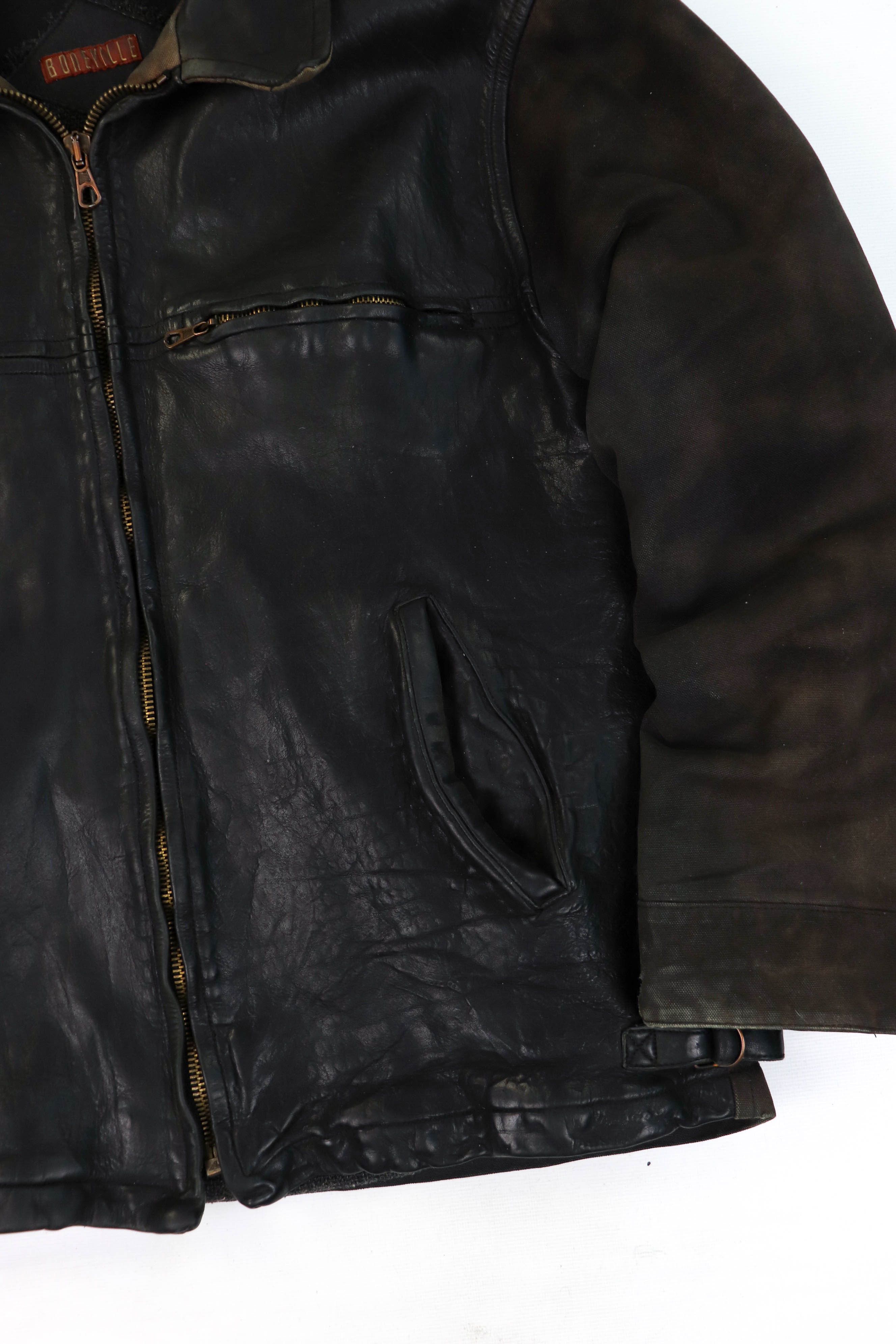Boneville Boneville Vintage Thrashed Distress Sunfaded Leather Jacket Size US L / EU 52-54 / 3 - 5 Thumbnail