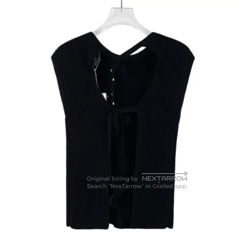 Dior Dior 23 black back hollow tie bow wool round neck sleevele Size XS / US 0-2 / IT 36-38 - 2 Thumbnail