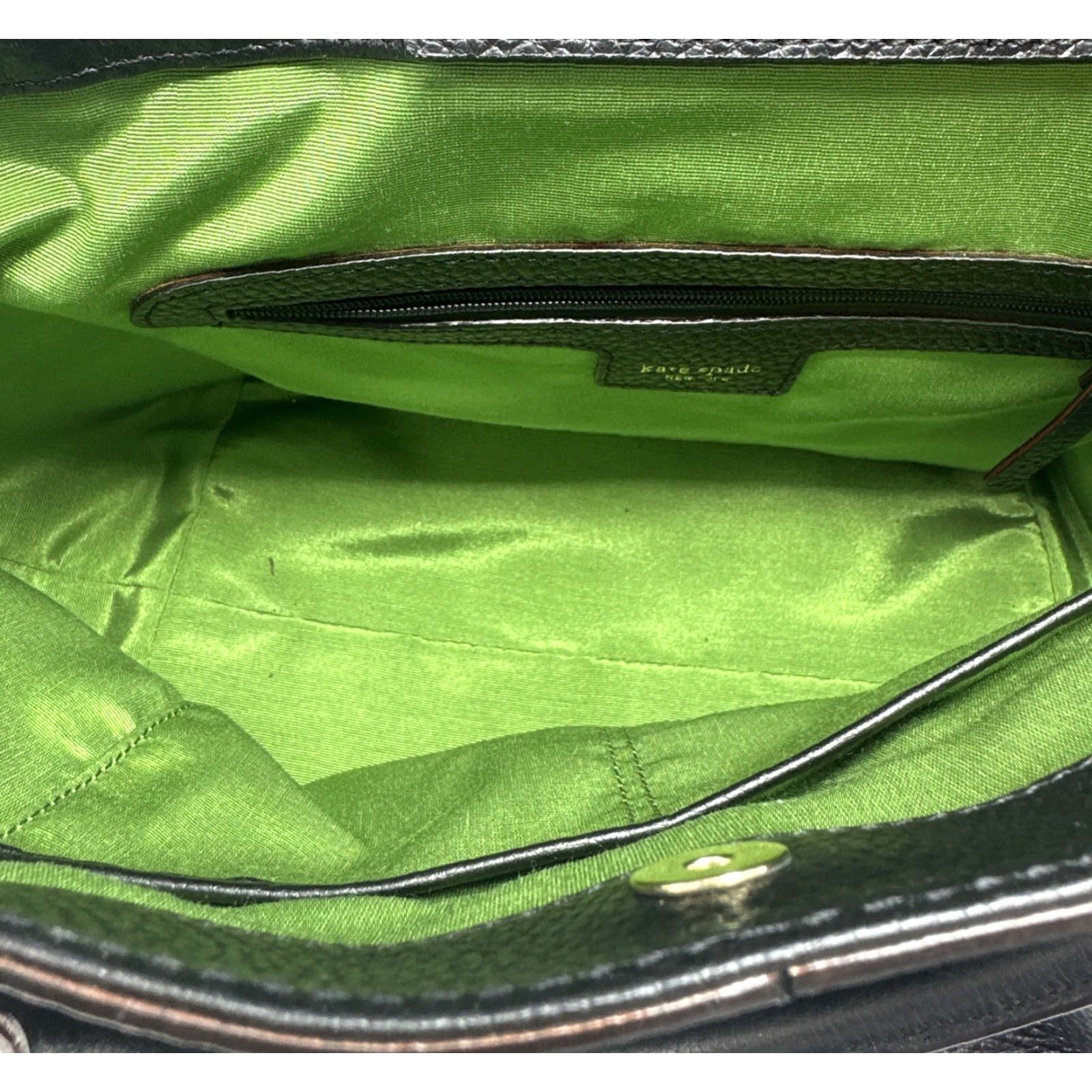 Vintage kate spade new york Shoulder Bag OS Black Pebbled Leather Leather Inner Pockets Adjustable Strap Vintage No Womens Bag Size ONE SIZE - 6 Thumbnail