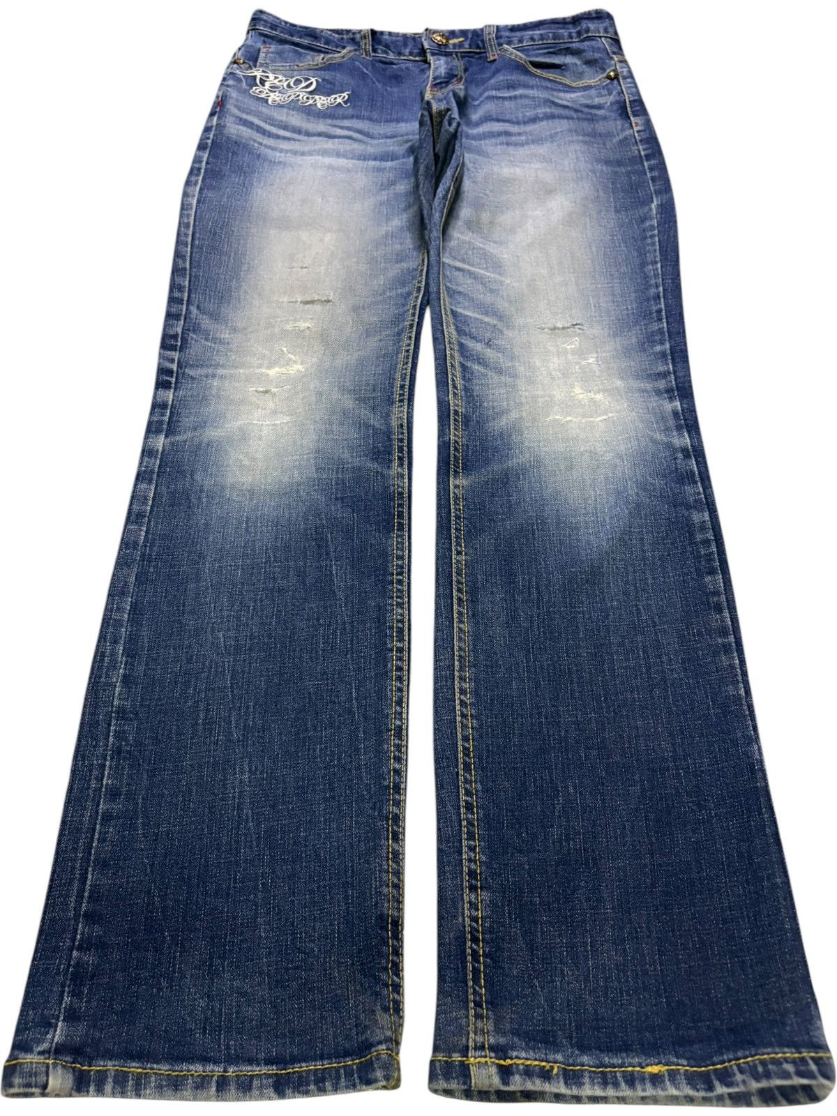 Ed Hardy Vintage Red Pepper Mud Wash Embroidery Jeans Size US 32 / EU 48 - 2 Thumbnail