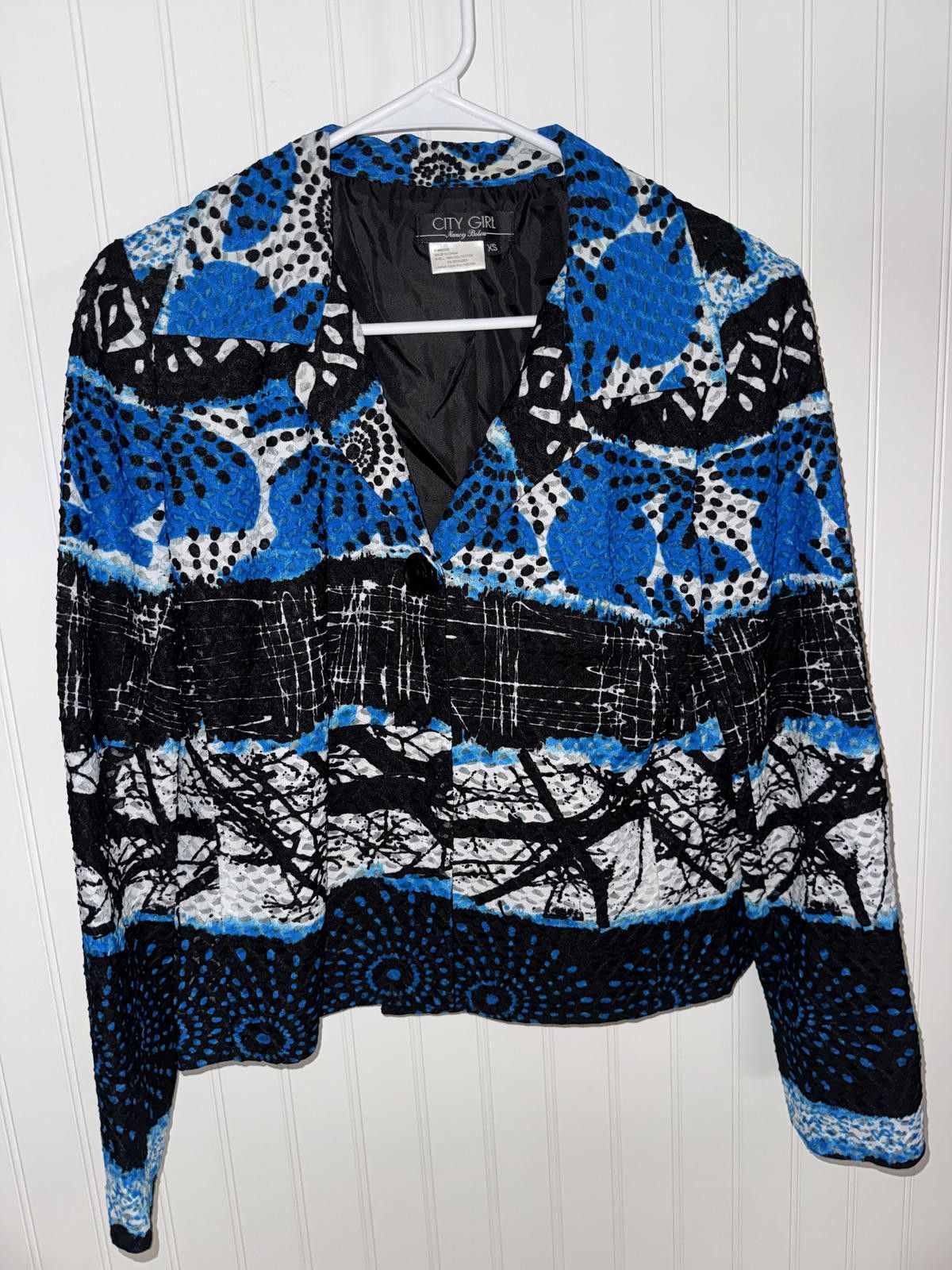 Other City Girl Nancy Bolen Blue Black Patterned Jacket XS Size XS / US 0-2 / IT 36-38 - 1 Thumbnail