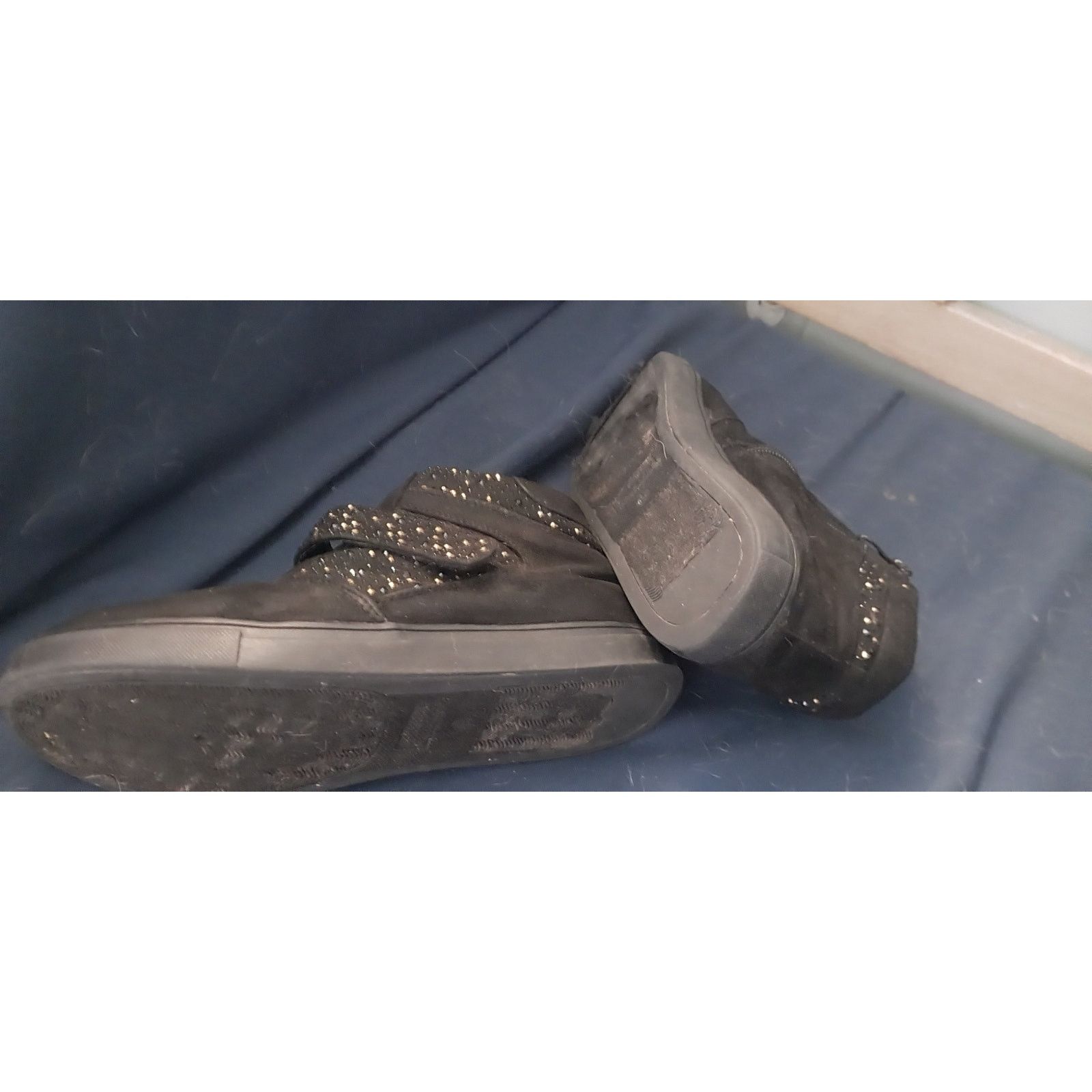 Nothin'Special Women's Size 9 Rhinestone High Top- Side Zip Hook Loop Strap Size US 9 / IT 39 - 3 Thumbnail