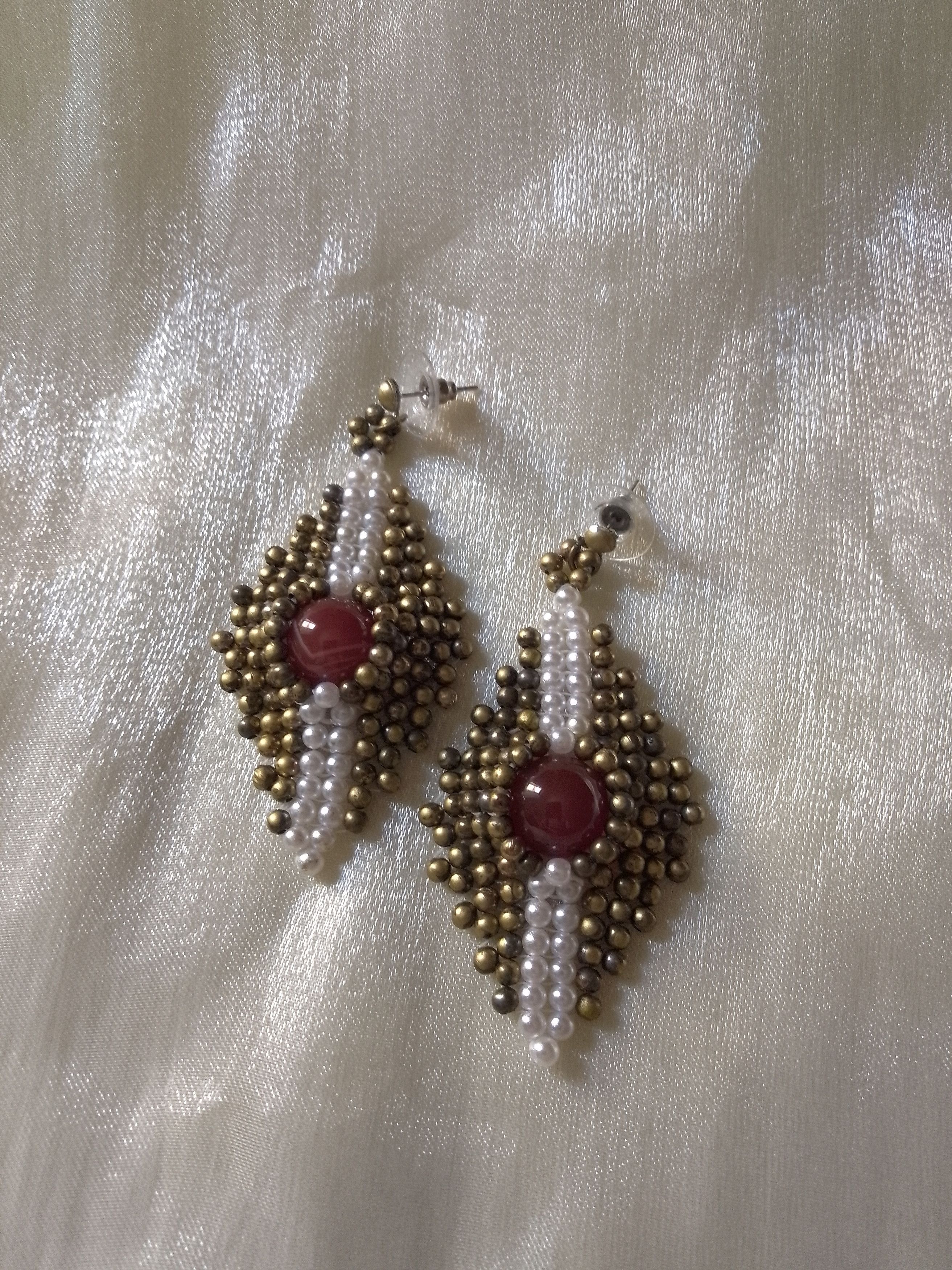 Handmade Earrings with natural red carnelian gemstones. Vintage Size ONE SIZE - 6 Thumbnail