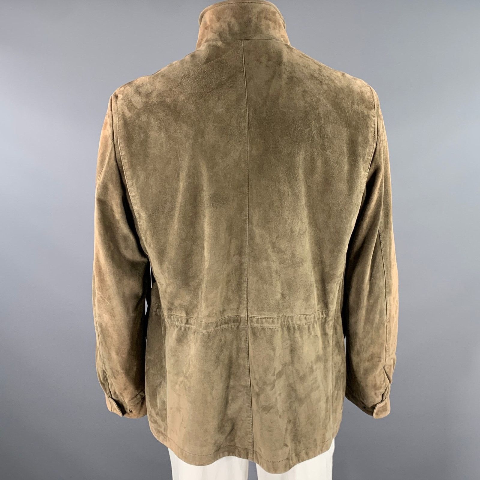 Loro Piana LORO PIANA Size XXL Khaki Solid Suede Field Jacket Size US XXL / EU 58 / 5 - 4 Thumbnail