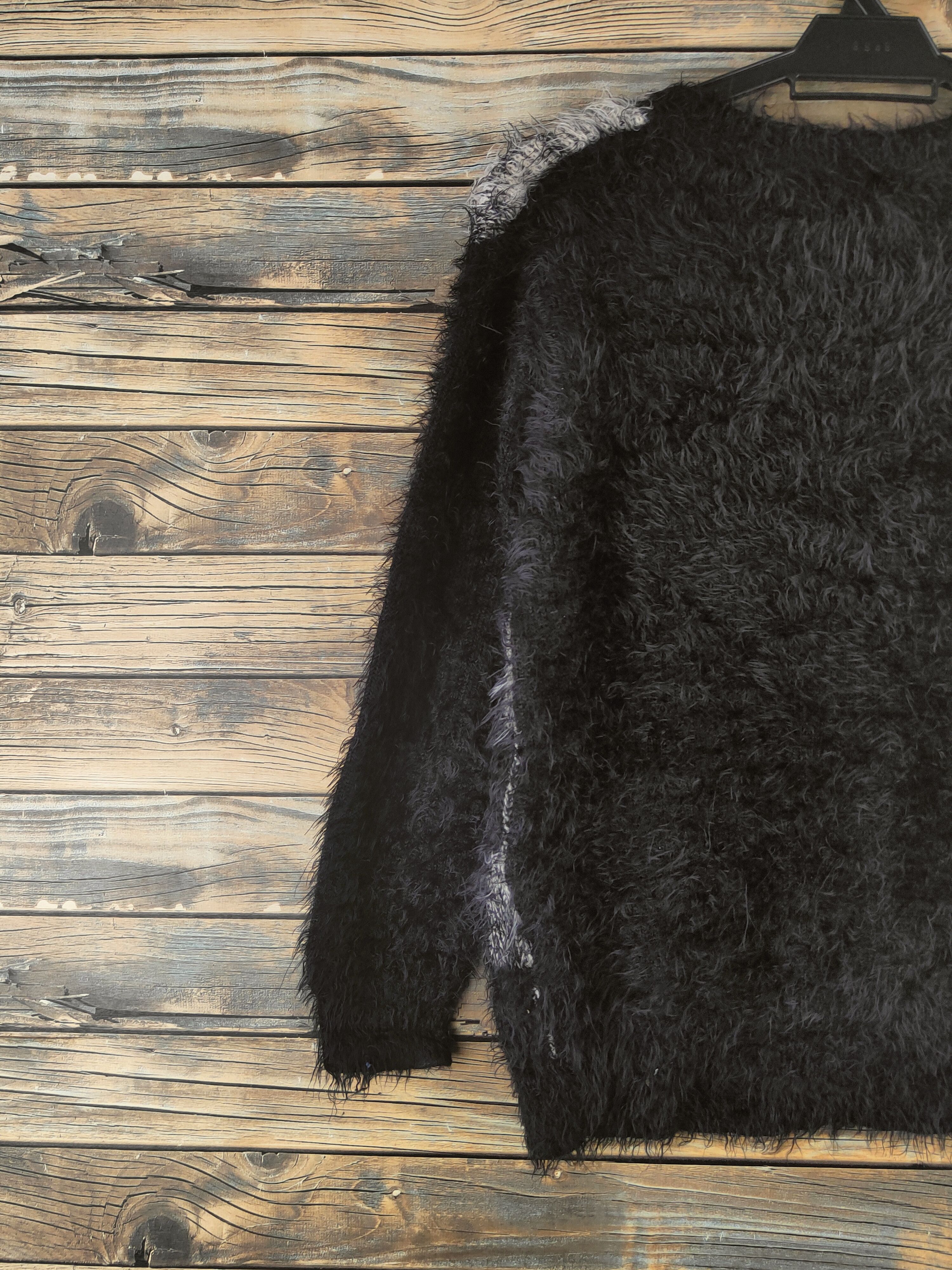 Japanese Brand DL Cifra Plus Black White Fur Mohair Knitwear #46-918 Size S / US 4 / IT 40 - 8 Thumbnail